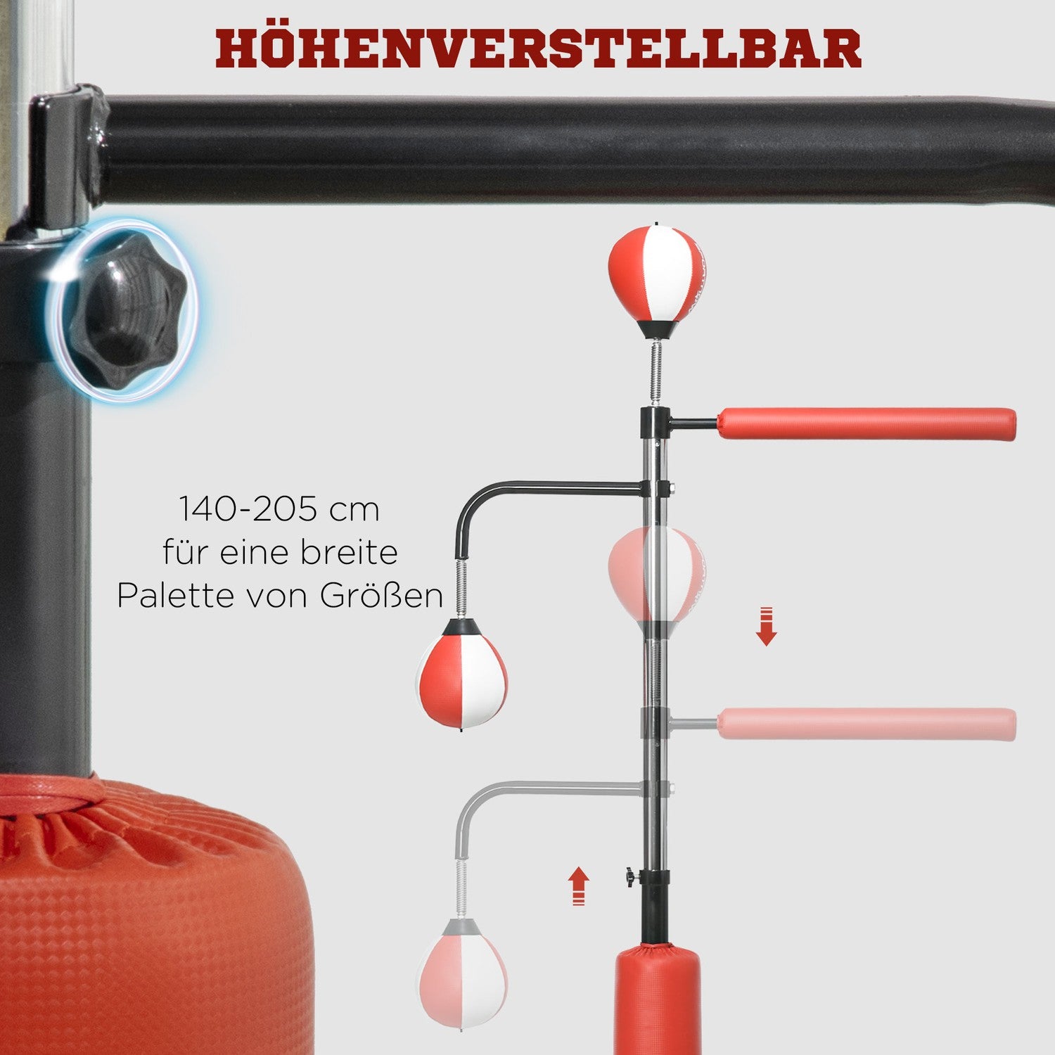 Fristående boxningssäck, justerbar höjd, reflexbollar för vuxna