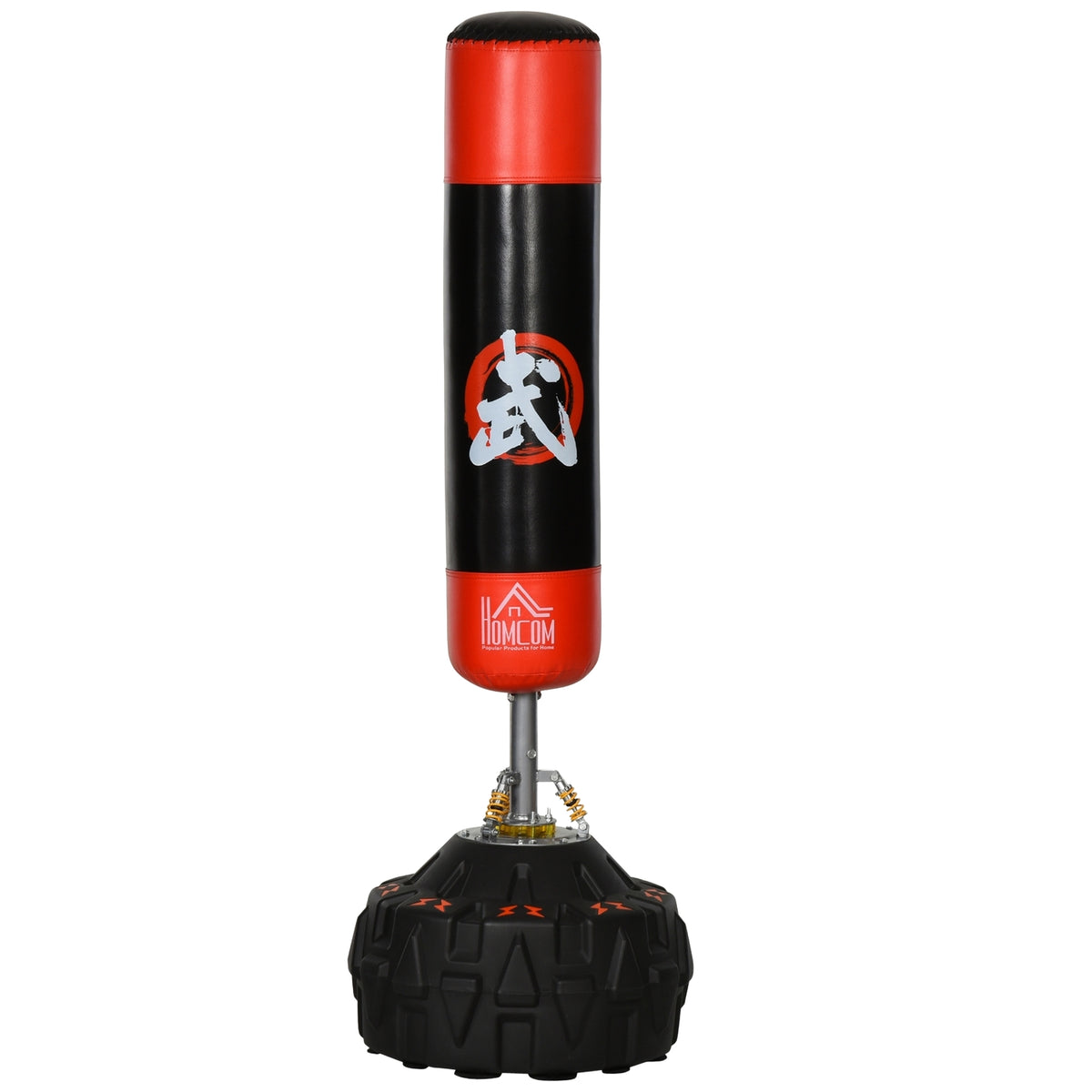 Freistehender Boxsack, Saugfuss, 180cm, schwarz/rot