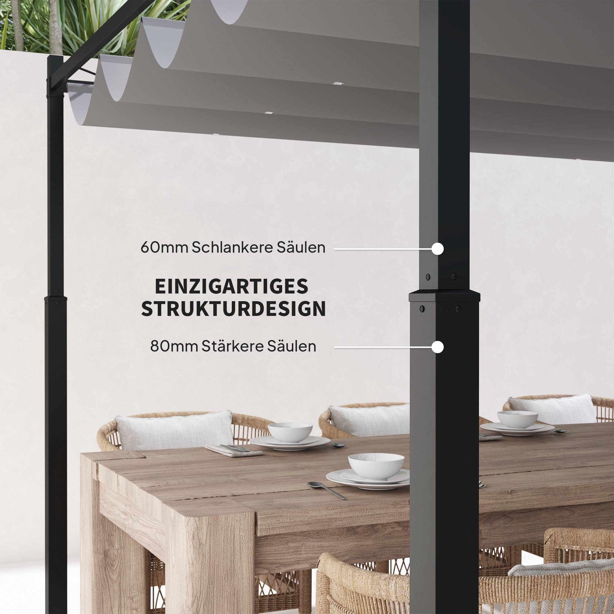 Fristående pergola 3x3m med skjuttak, UV-resistent