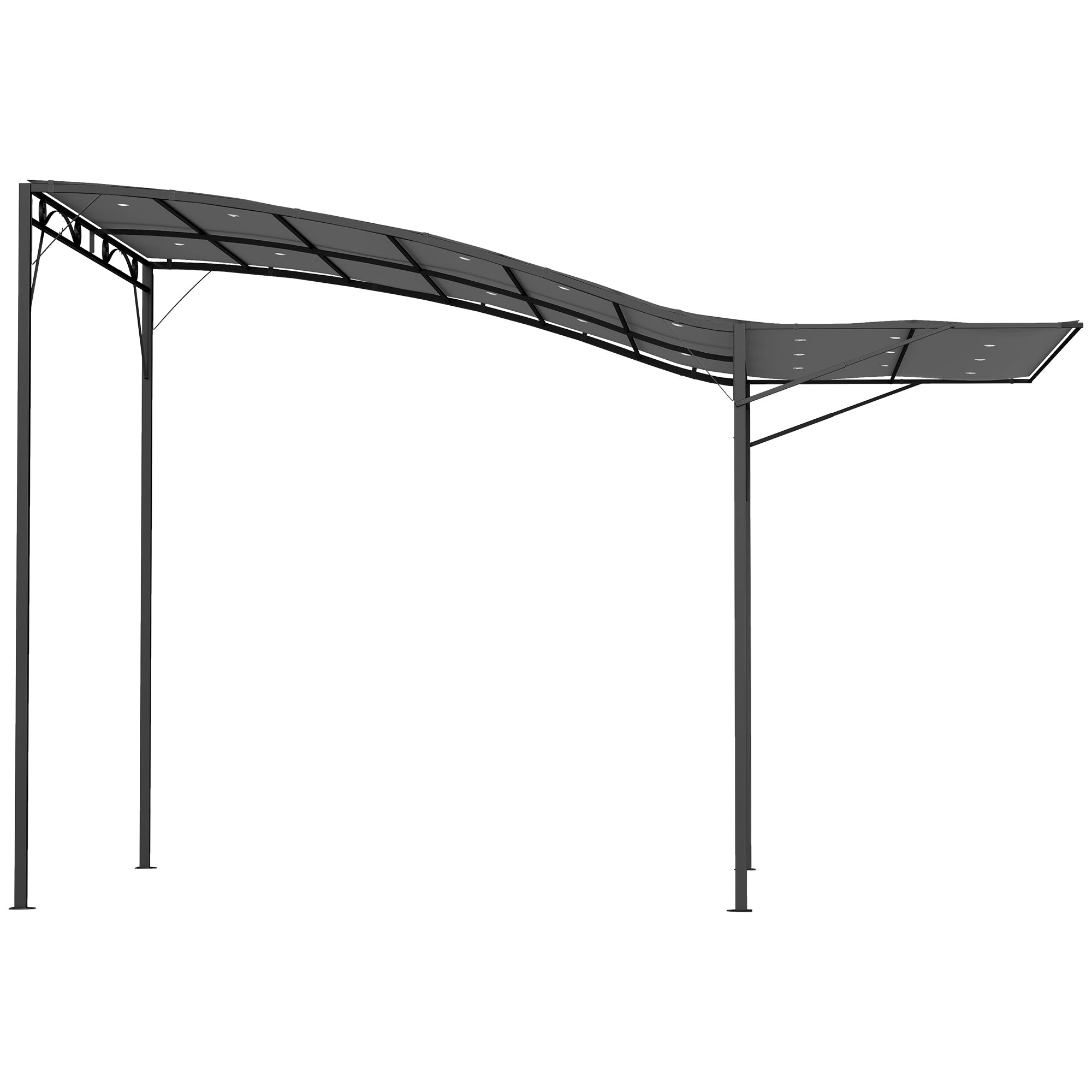 Fristående pergola med utdragbar tak, stålram