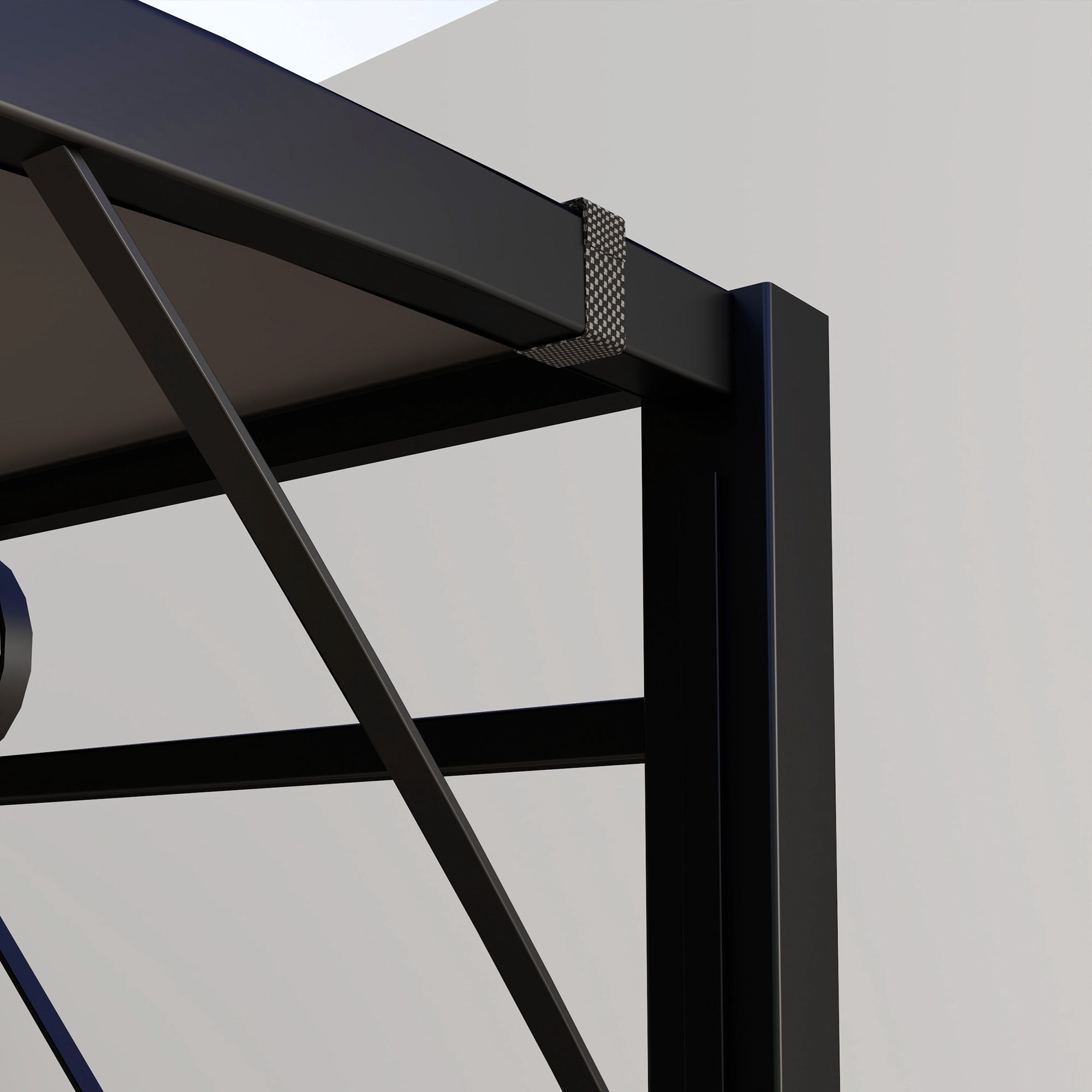 Fristående pergola med utdragbar tak, stålram