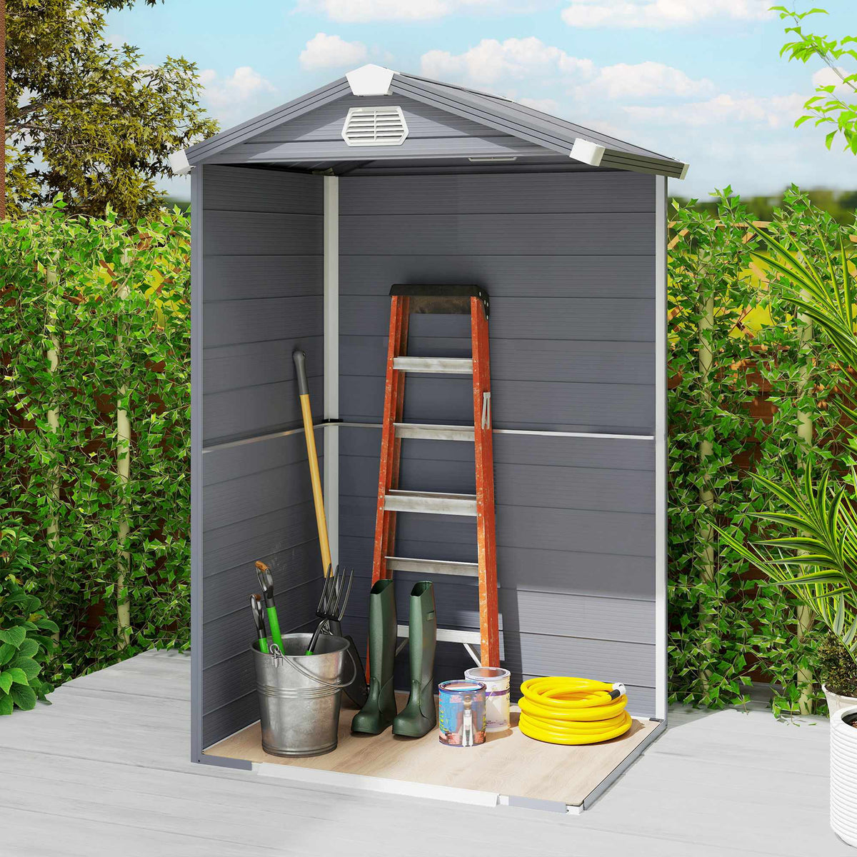 Förråd för utomhusbruk, 1,1 m², polypropen, låsbar dörr