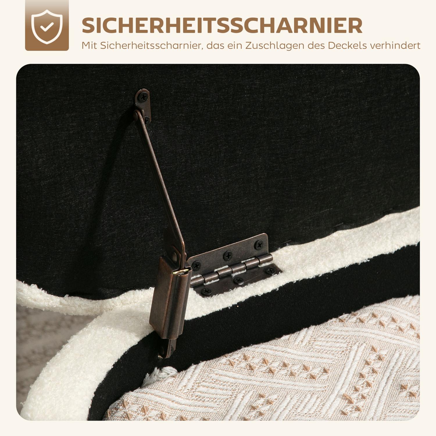 Förvaringsfotpall, krämfärgad fleece, stålben