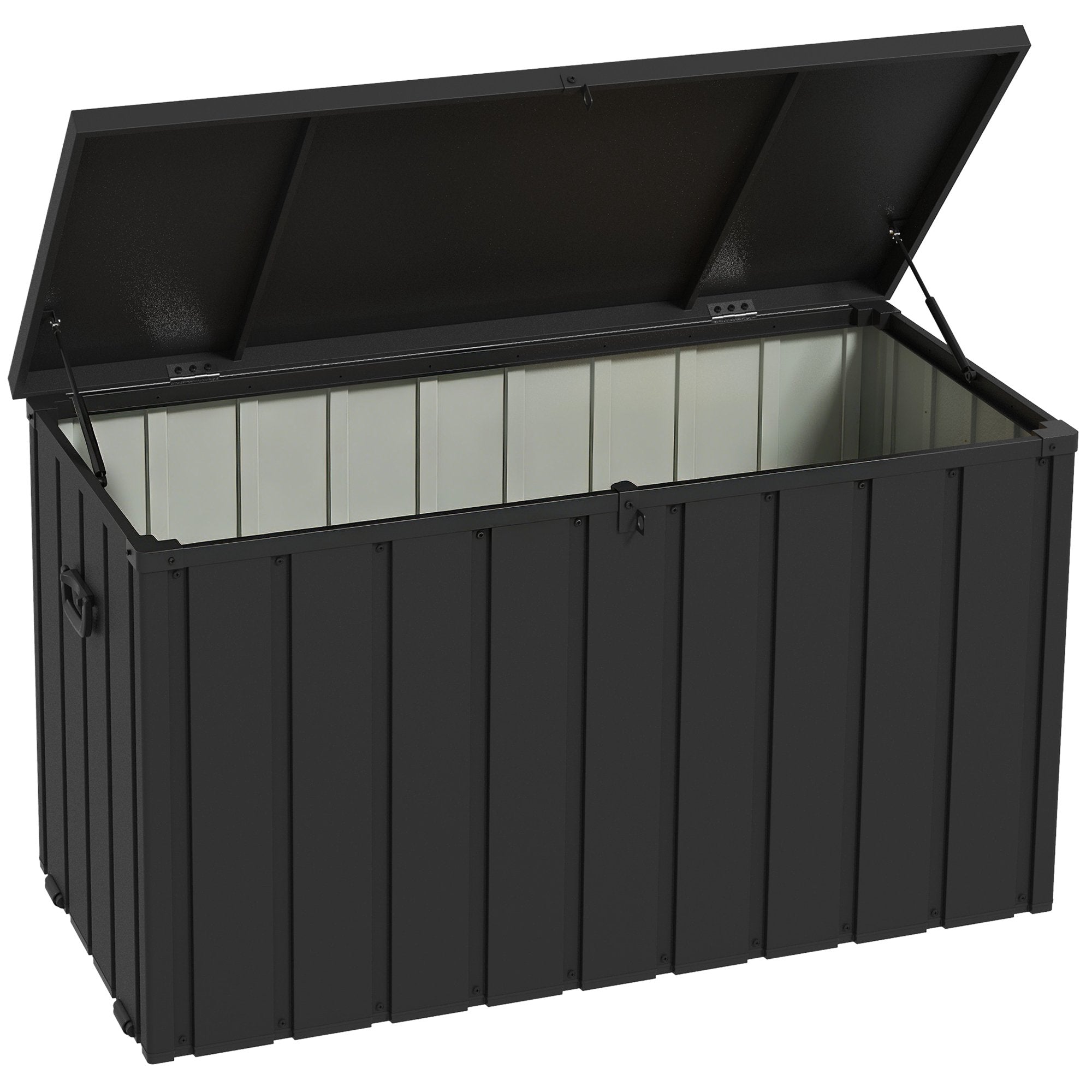 Förvaringslåda för utomhusbruk, 450 liters kapacitet, stålram, mörkgrå