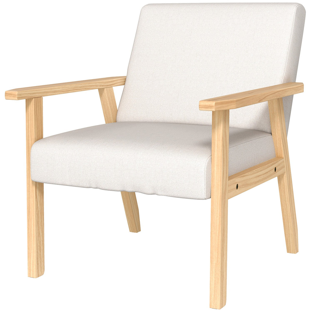 Poltrona con braccioli, rivestita, bianco crema, 64x70x72 cm
