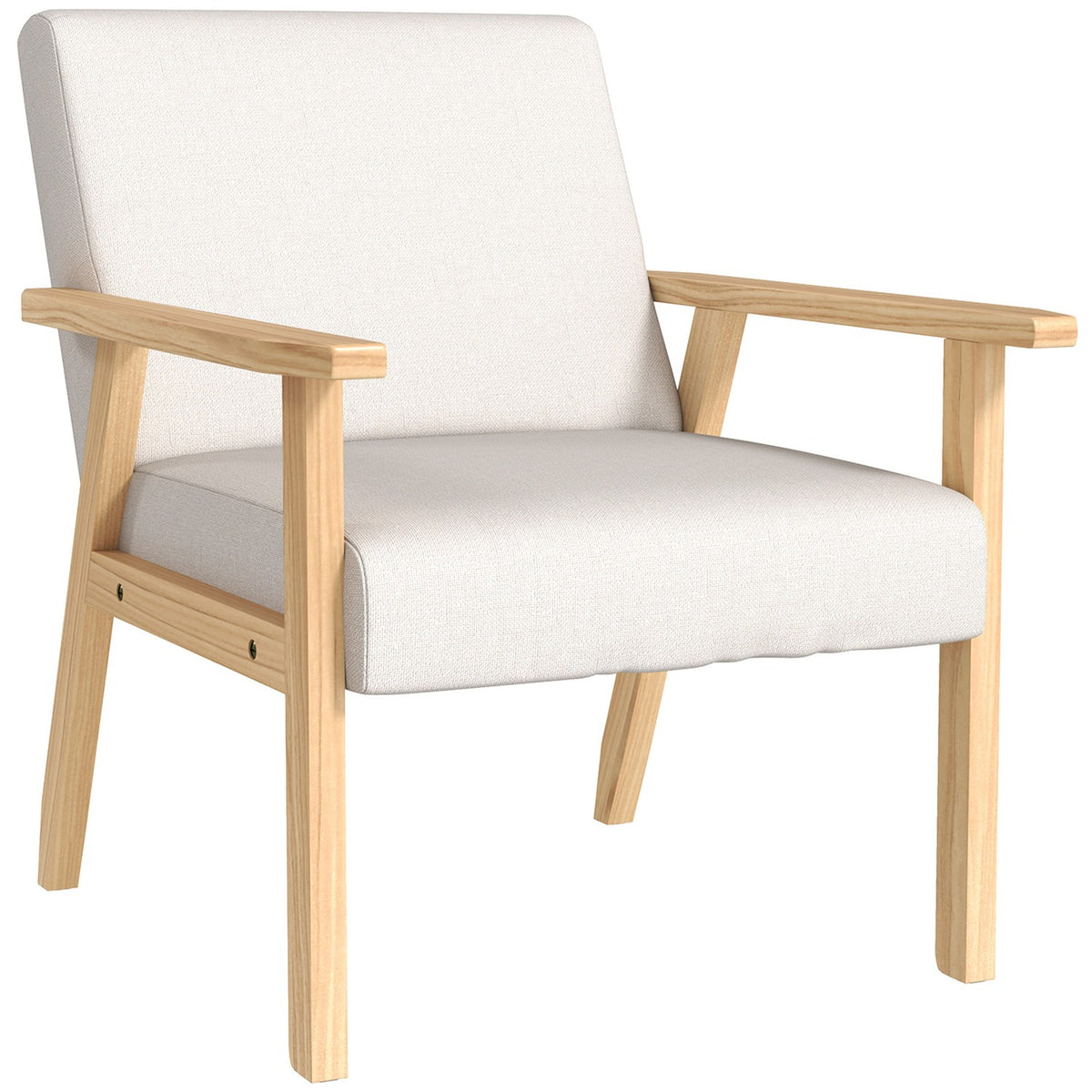 Poltrona con braccioli, rivestita, bianco crema, 64x70x72 cm