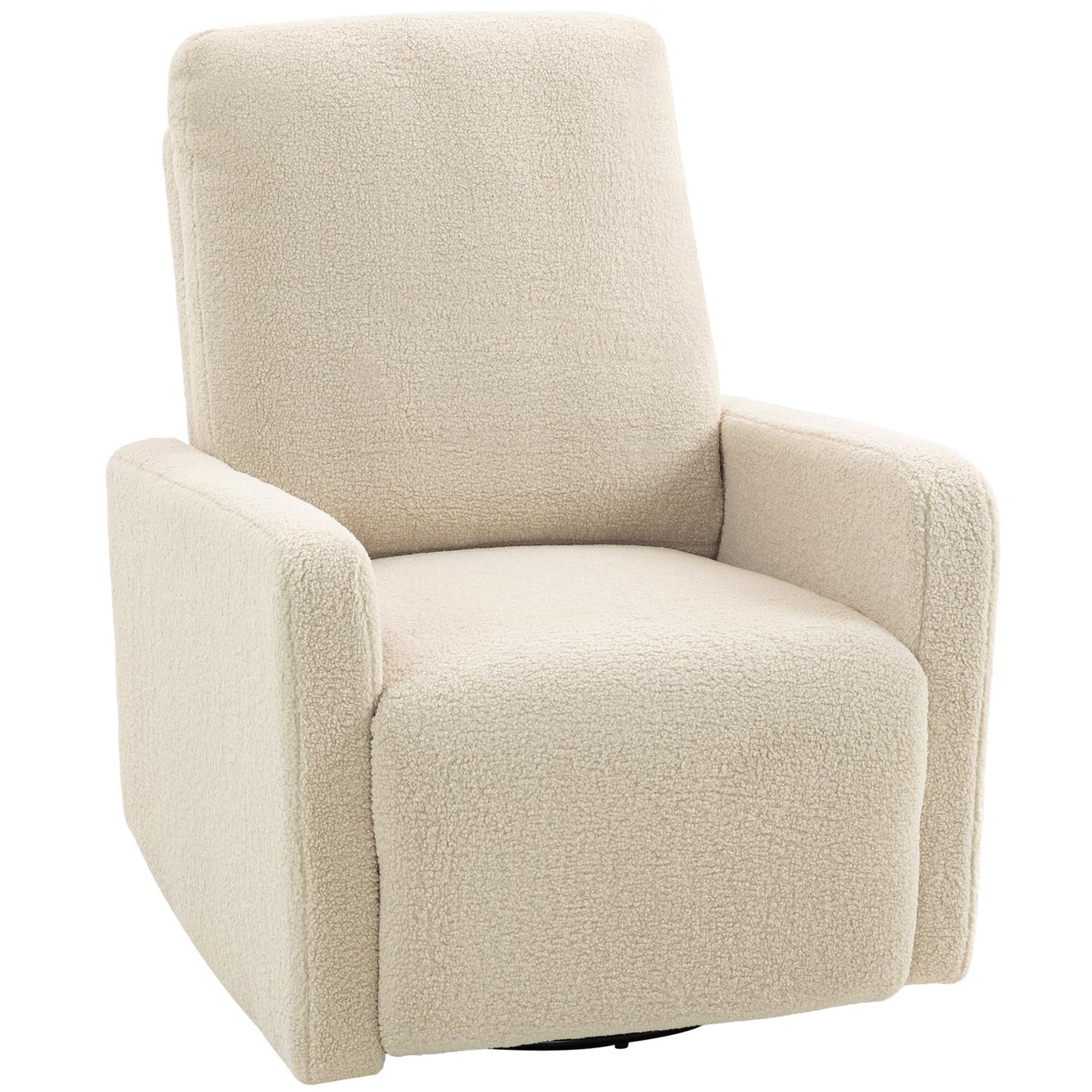 Fåtölj med justerbart ryggstöd, fleeceöverdrag, beige