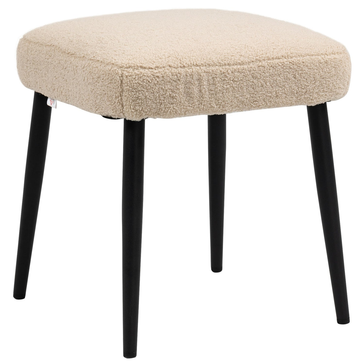 Poggiapiedi quadrato beige, effetto cashmere, gambe in acciaio, 42x42x47 cm