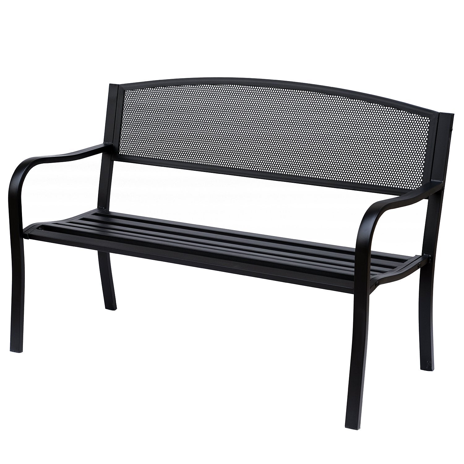 Garden Steel 2-Sits Bänk – Svart, B127 x D60 x H87Cm