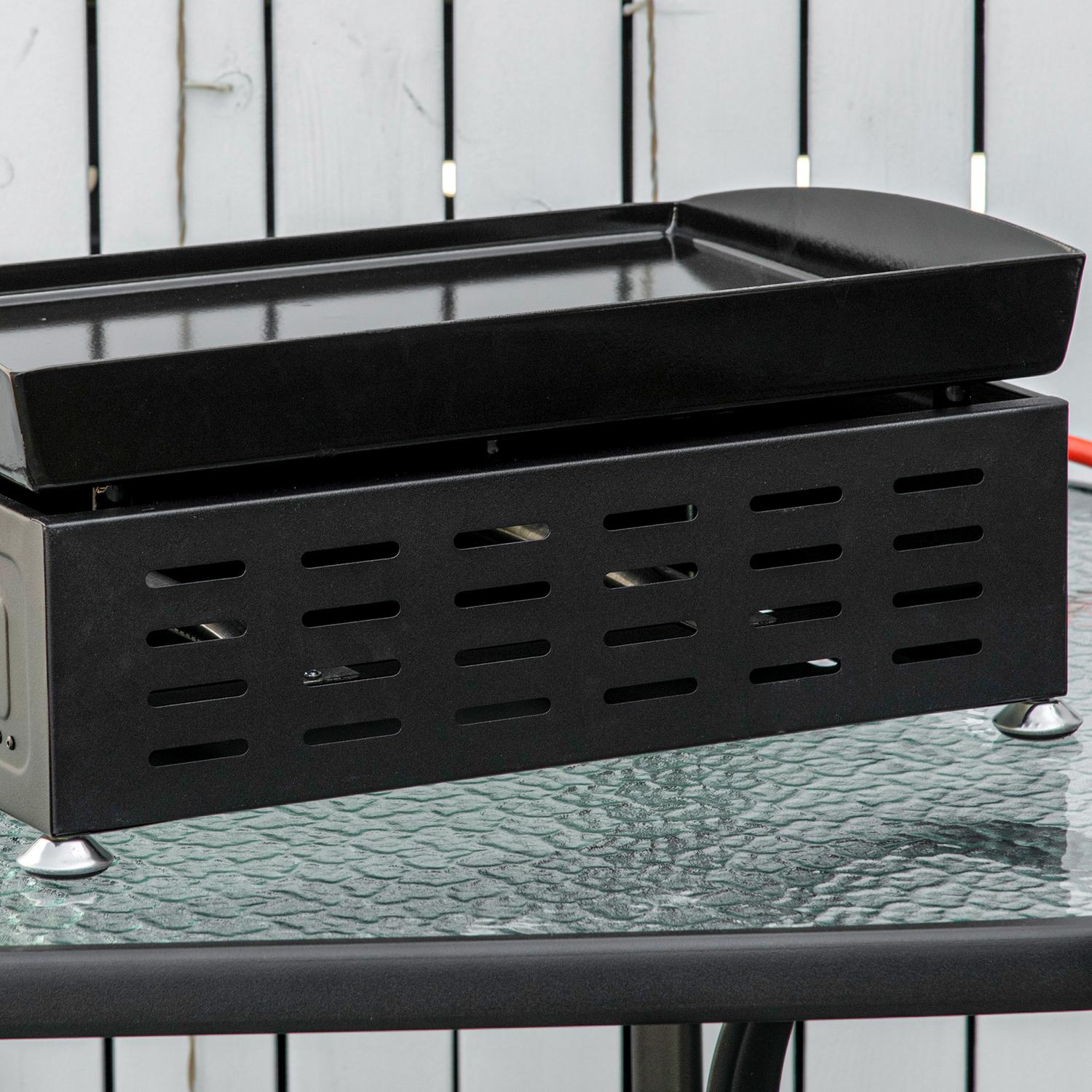 Gasgrill för bord - 2 brännare, rostfritt stål, non-stick