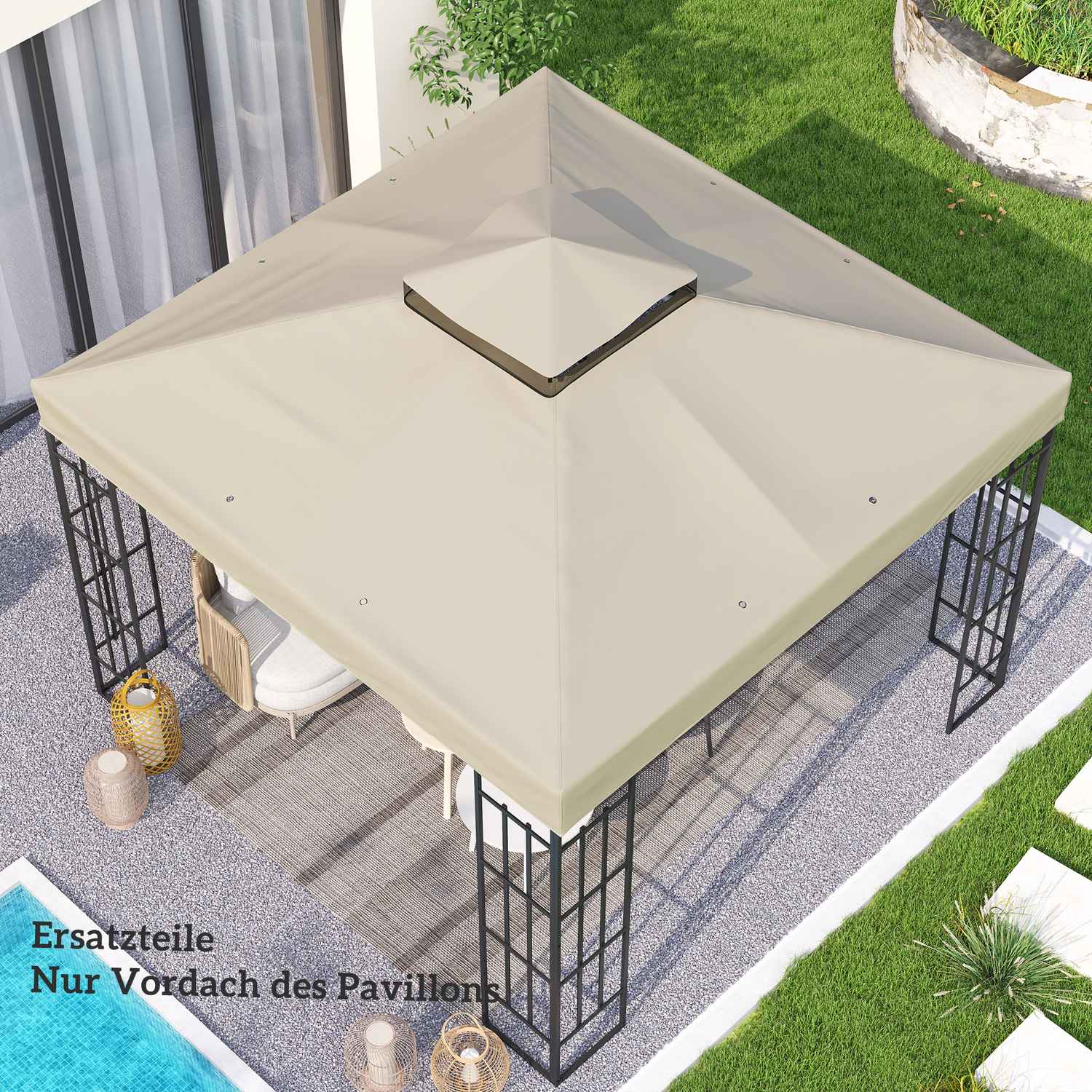 Gazebo Takbyte 3x3m, Vattentålig, Gräddvit