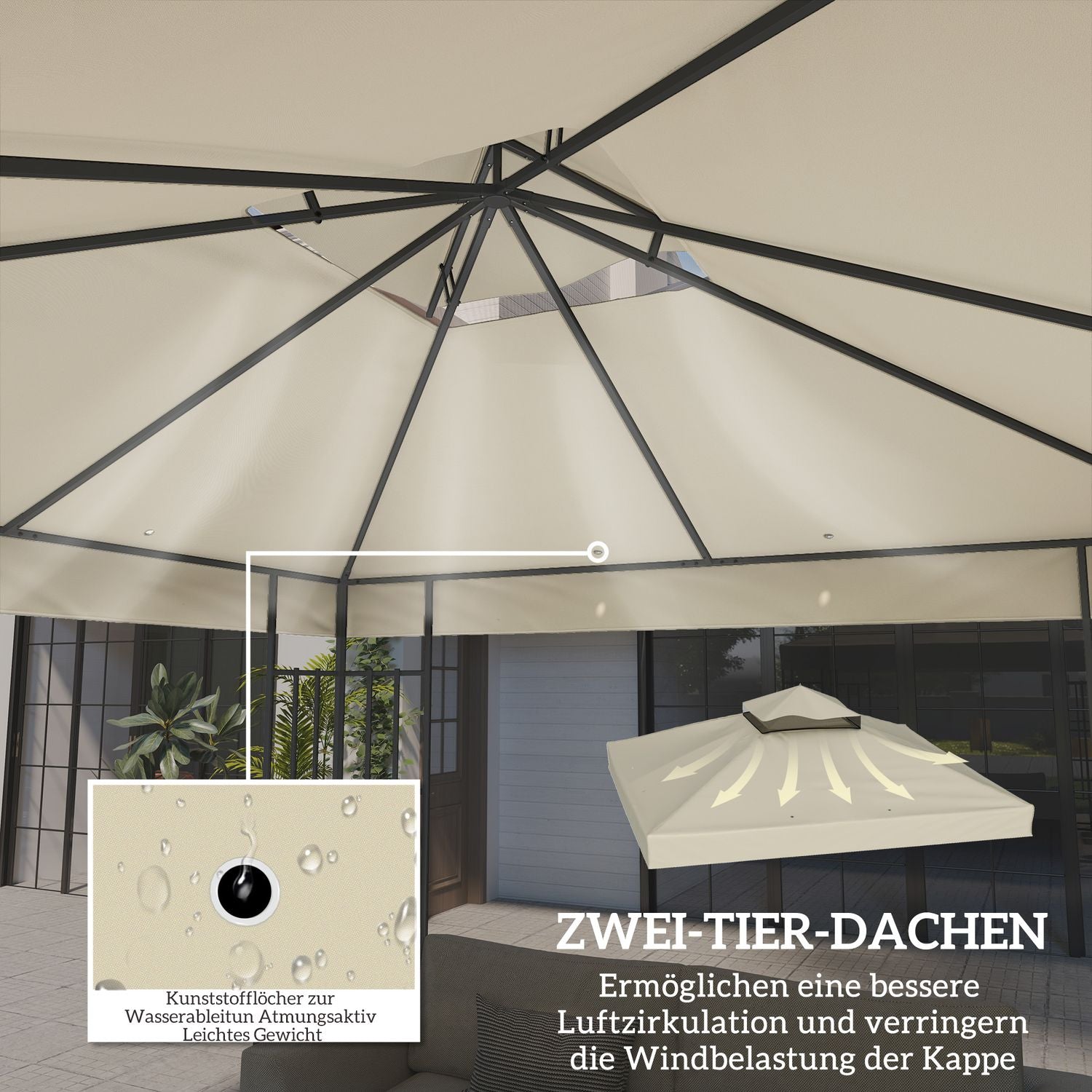 Gazebo Takbyte 3x3m, Vattentålig, Gräddvit