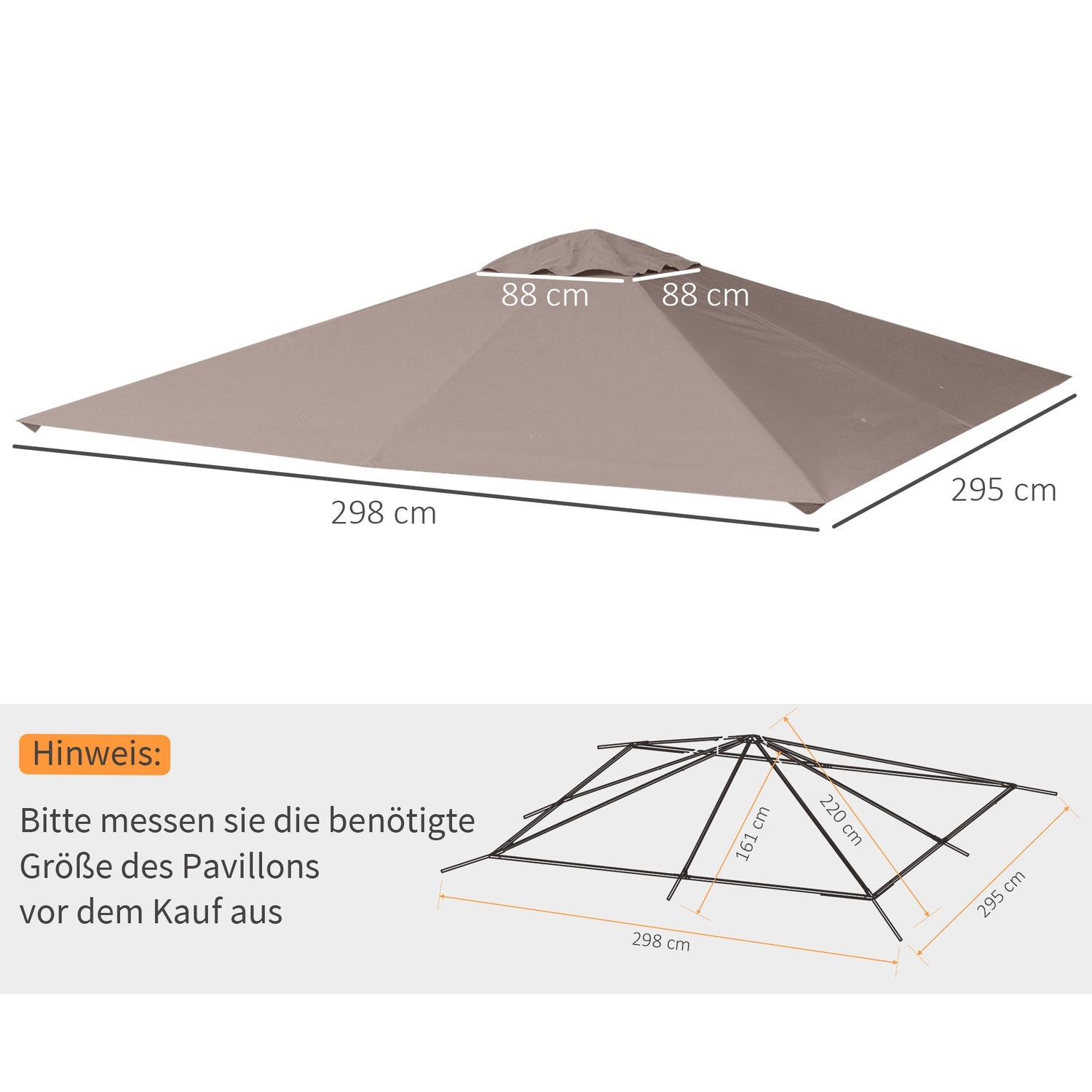 Gazebo takskydd, solskydd, beige polyester, 3x3 M