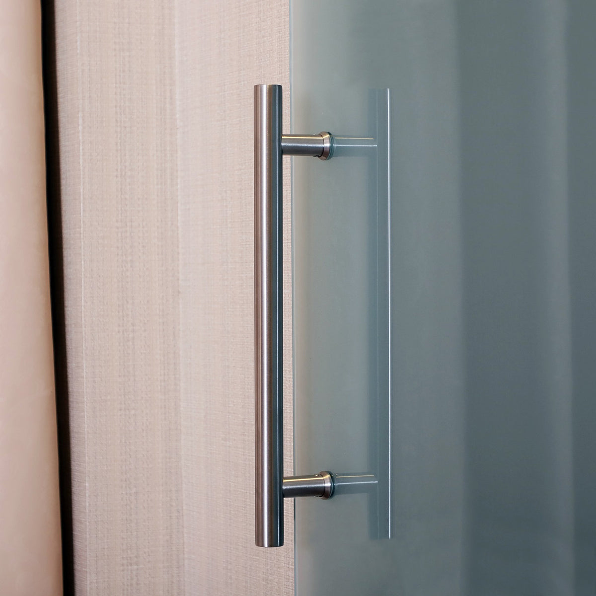 Glas-Schiebetür-Set mit Griff, Satinfinish, 2050x900mm