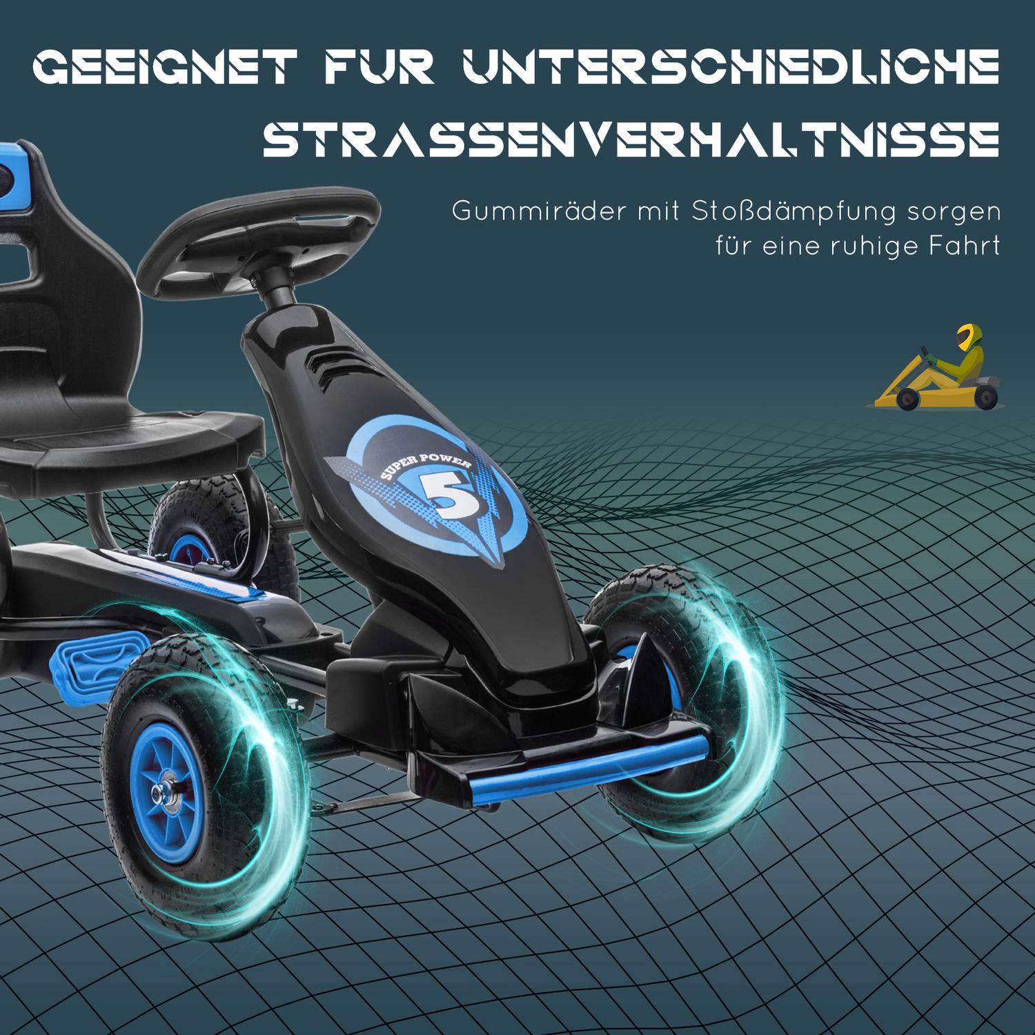 Gokart för barn med justerbar sits, gummidäck och broms