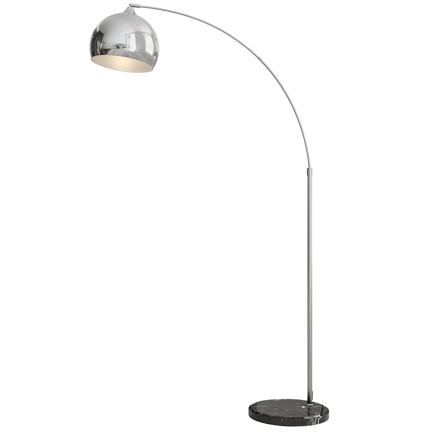 Golvlampa, justerbar höjd med glödlampa, Silver E27 Sockel