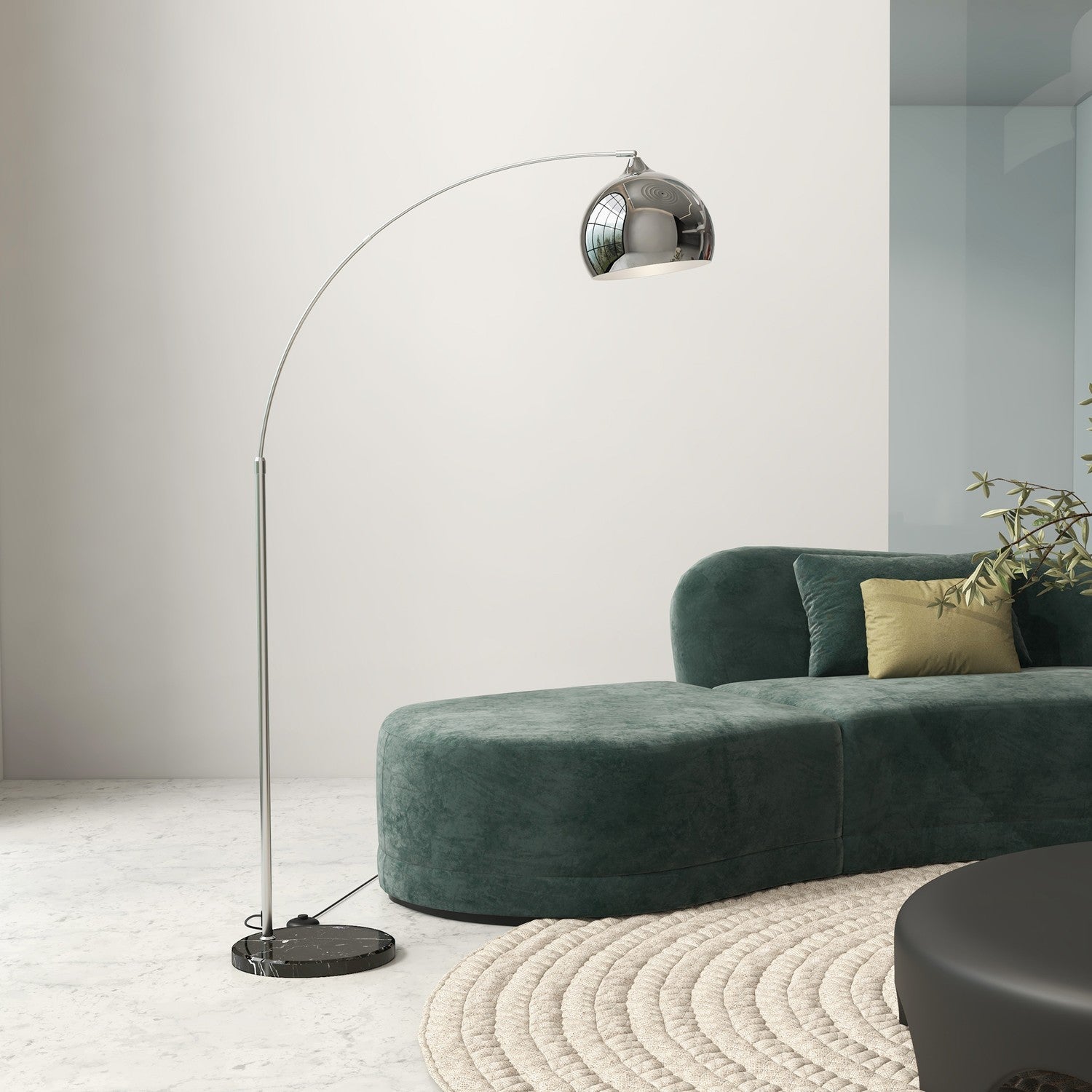 Golvlampa, justerbar höjd med glödlampa, Silver E27 Sockel