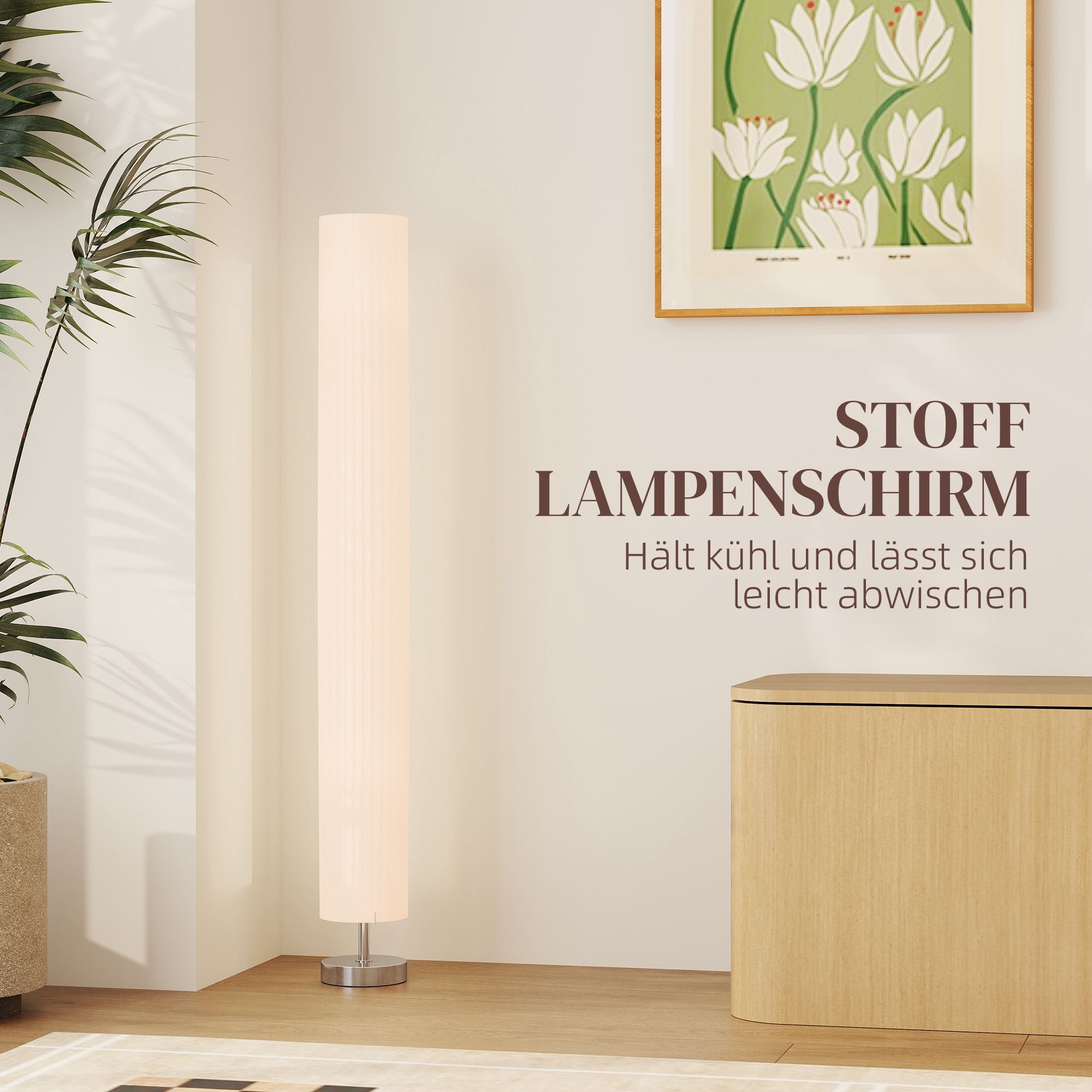 Golvlampa, rostfritt stål, E27-sockel, 120 cm