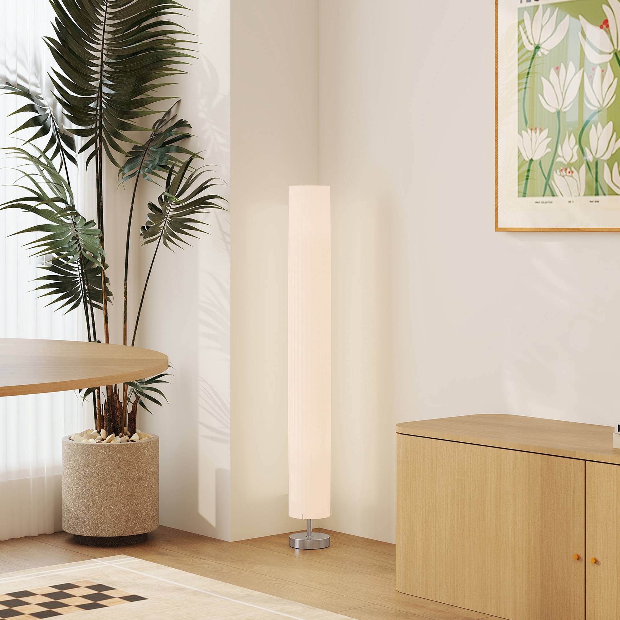 Golvlampa, rostfritt stål, E27-sockel, 120 cm