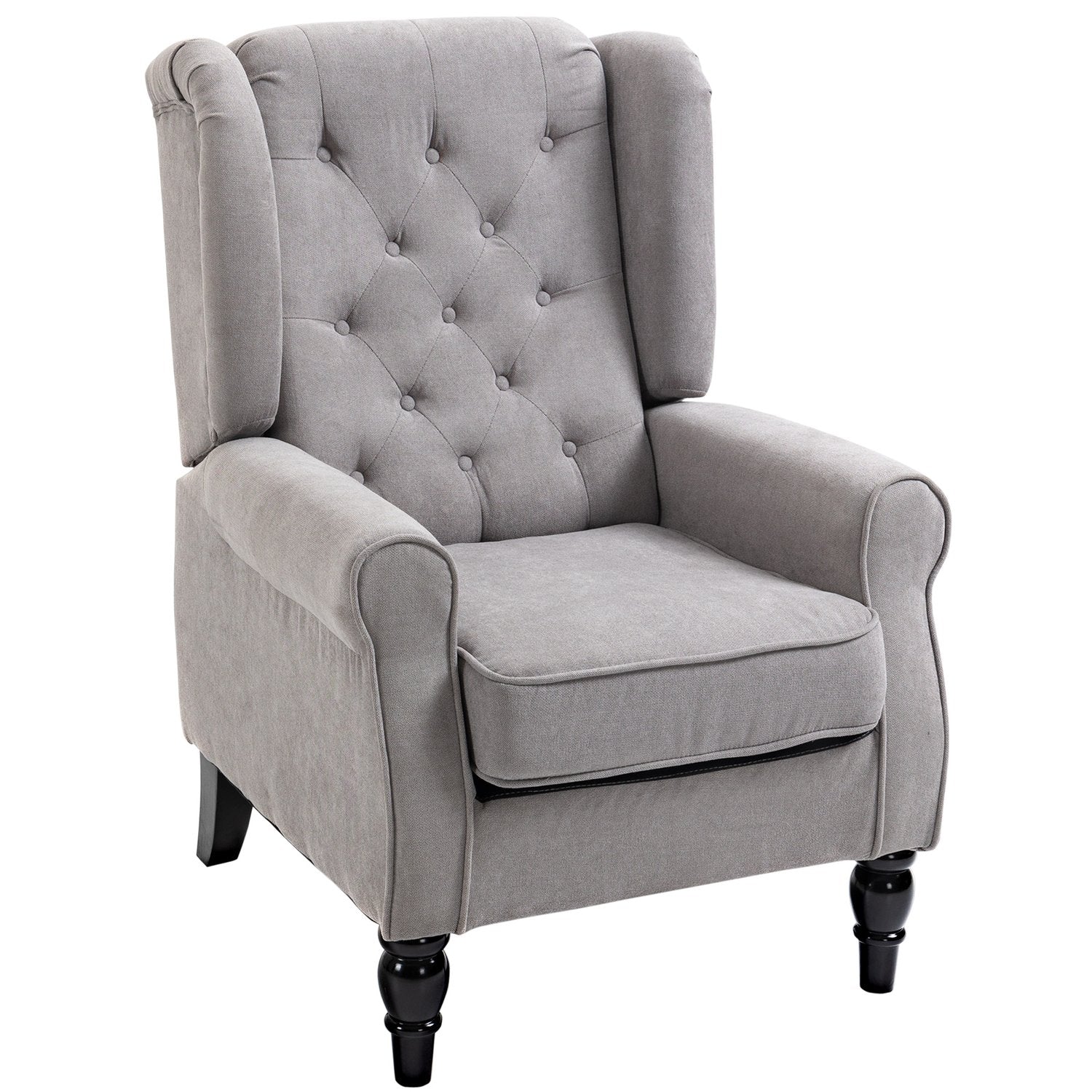Grå Wingback Accent Stol, Tuftad, Polyester, 74x86x102cm
