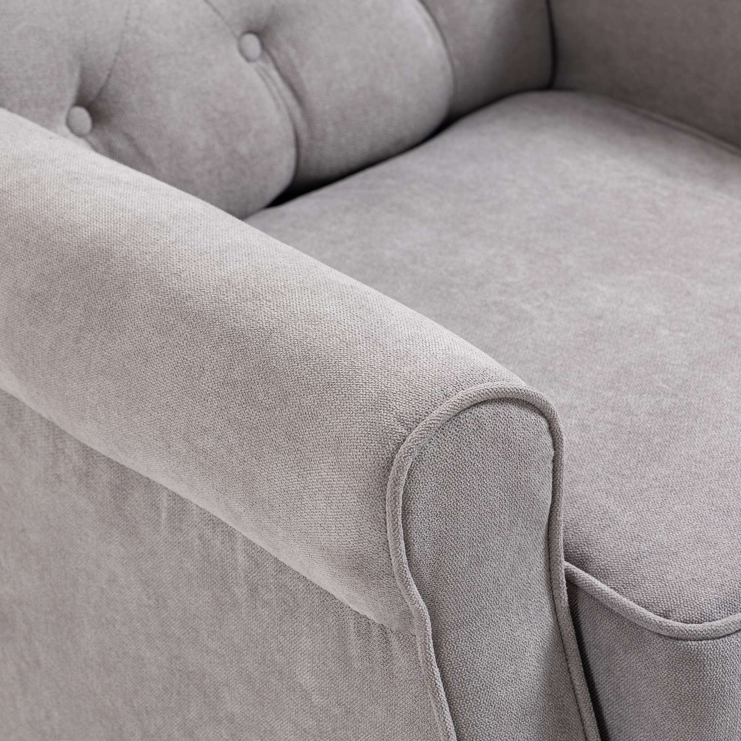 Grå Wingback Accent Stol, Tuftad, Polyester, 74x86x102cm