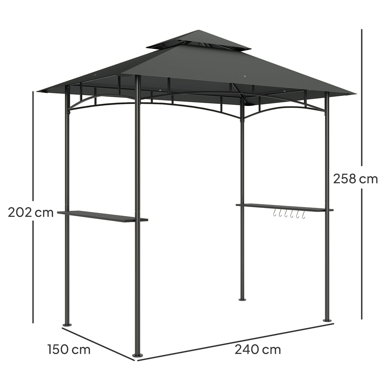 Grillpaviljong med LED, vattenavvisande, UV-skydd