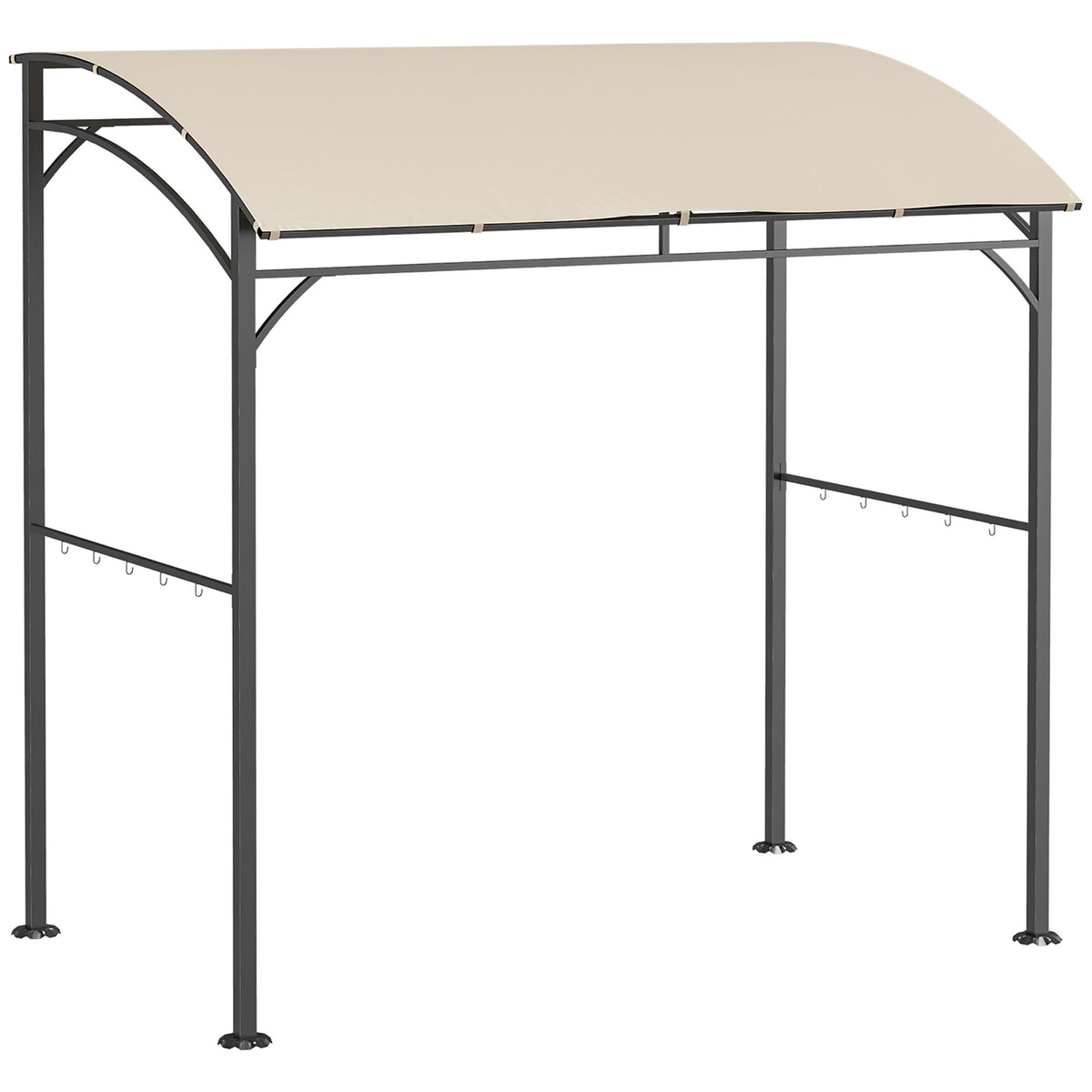 Abri de barbecue avec protection pluie résistante aux UV, cadre en acier beige