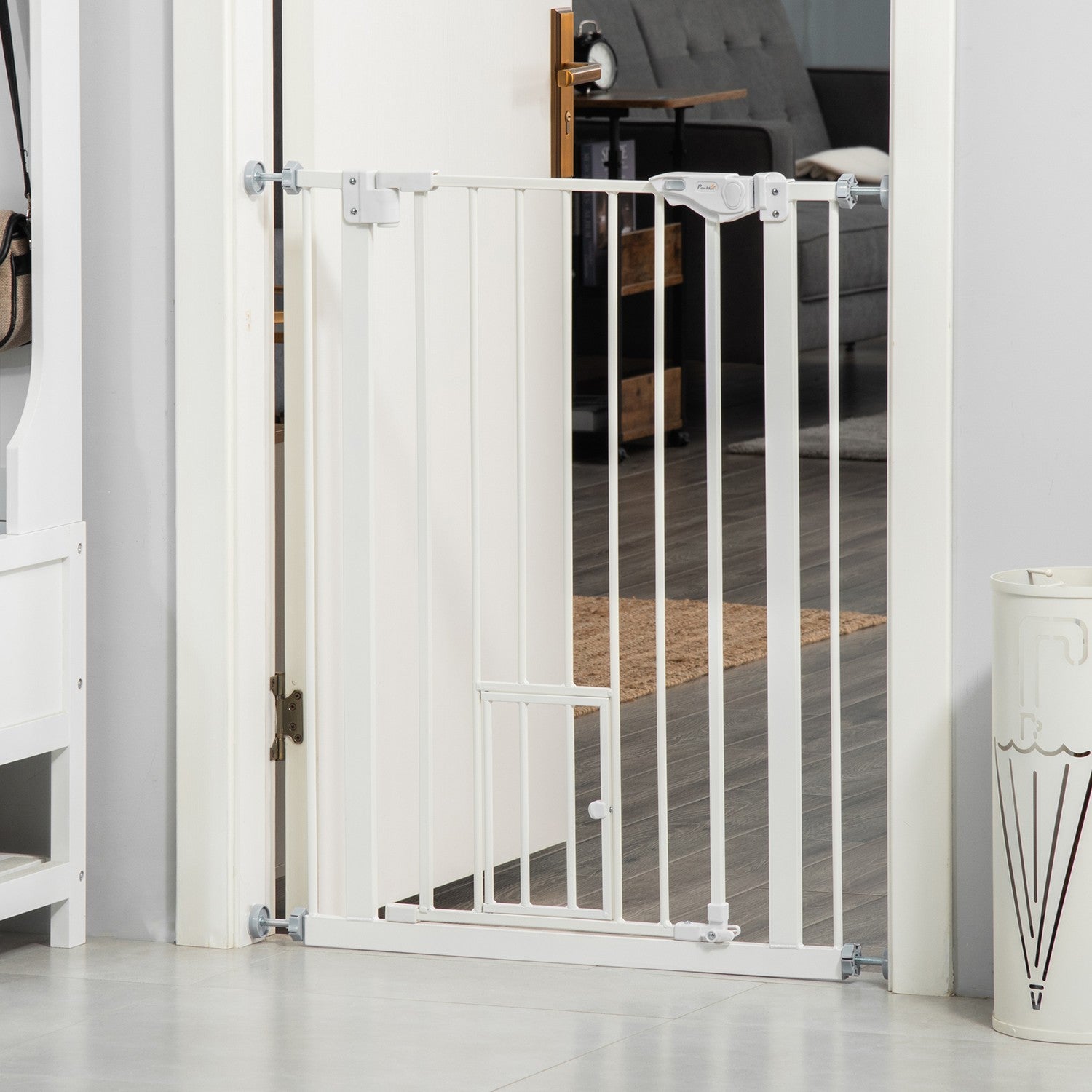 Grind för hundar och bebisar – ingen borrmaskin, automatisk stängning, 74-80 cm
