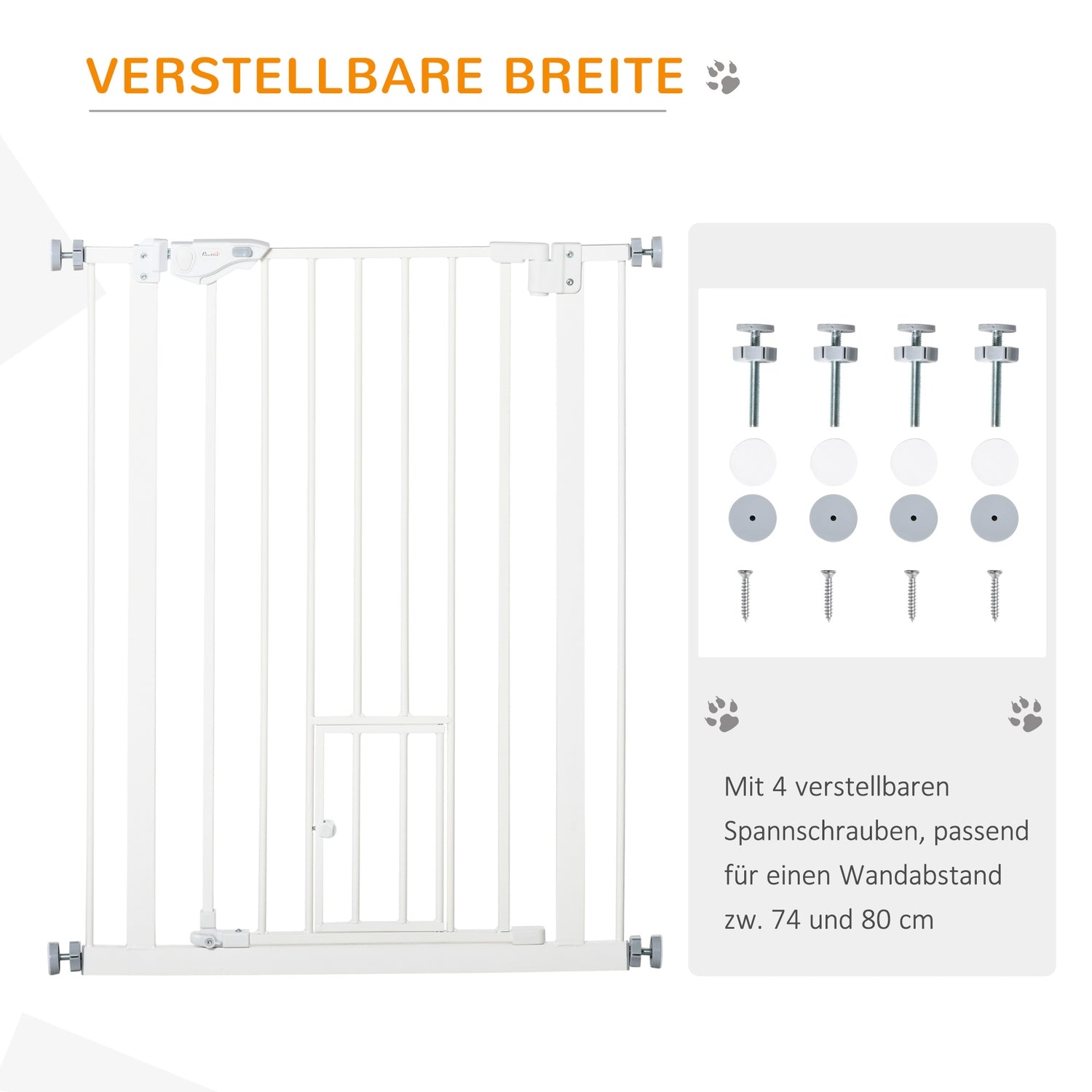 Grind för hundar och bebisar – ingen borrmaskin, automatisk stängning, 74-80 cm