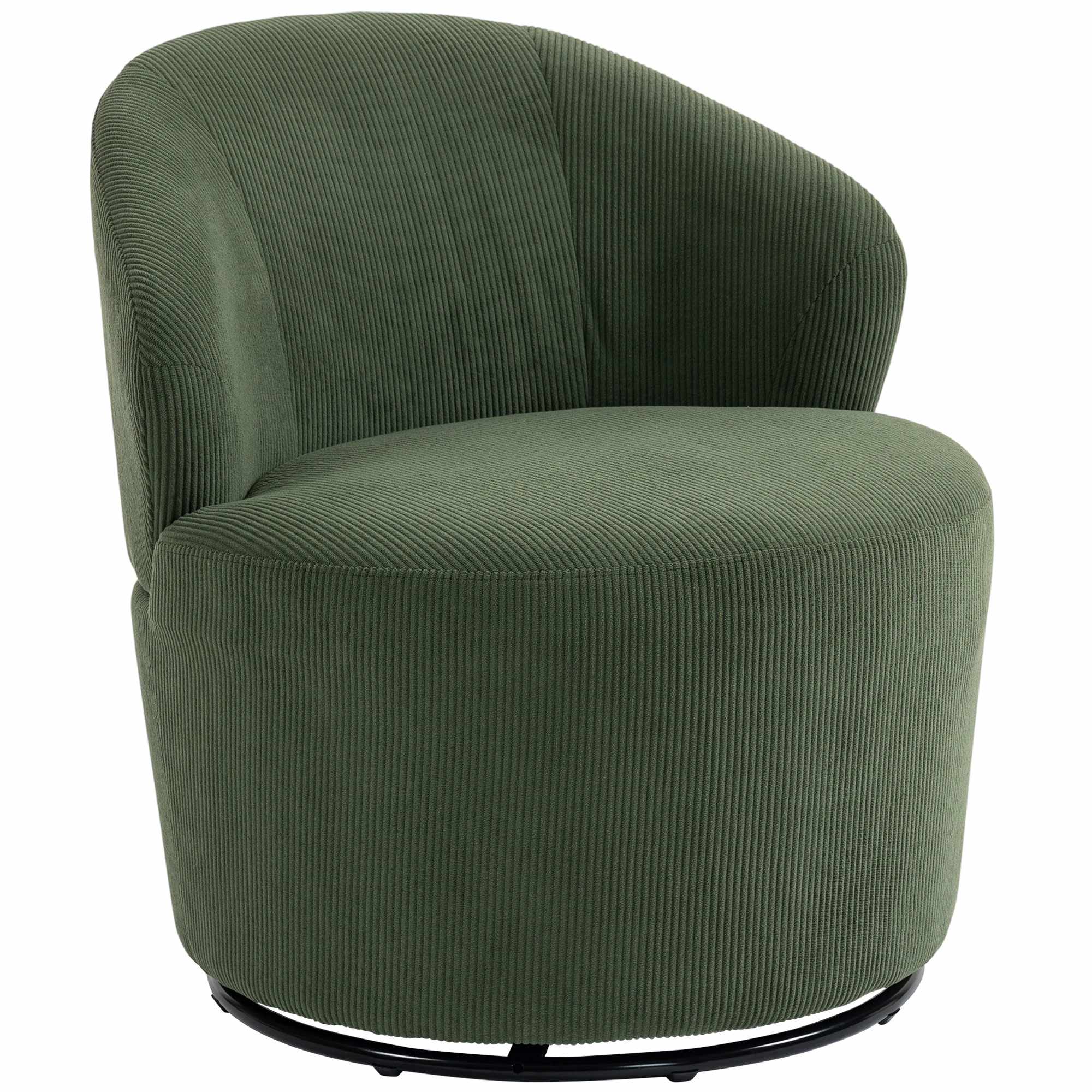 Grön manchestersnurrstol, 360 graders rotation, ergonomisk rygg