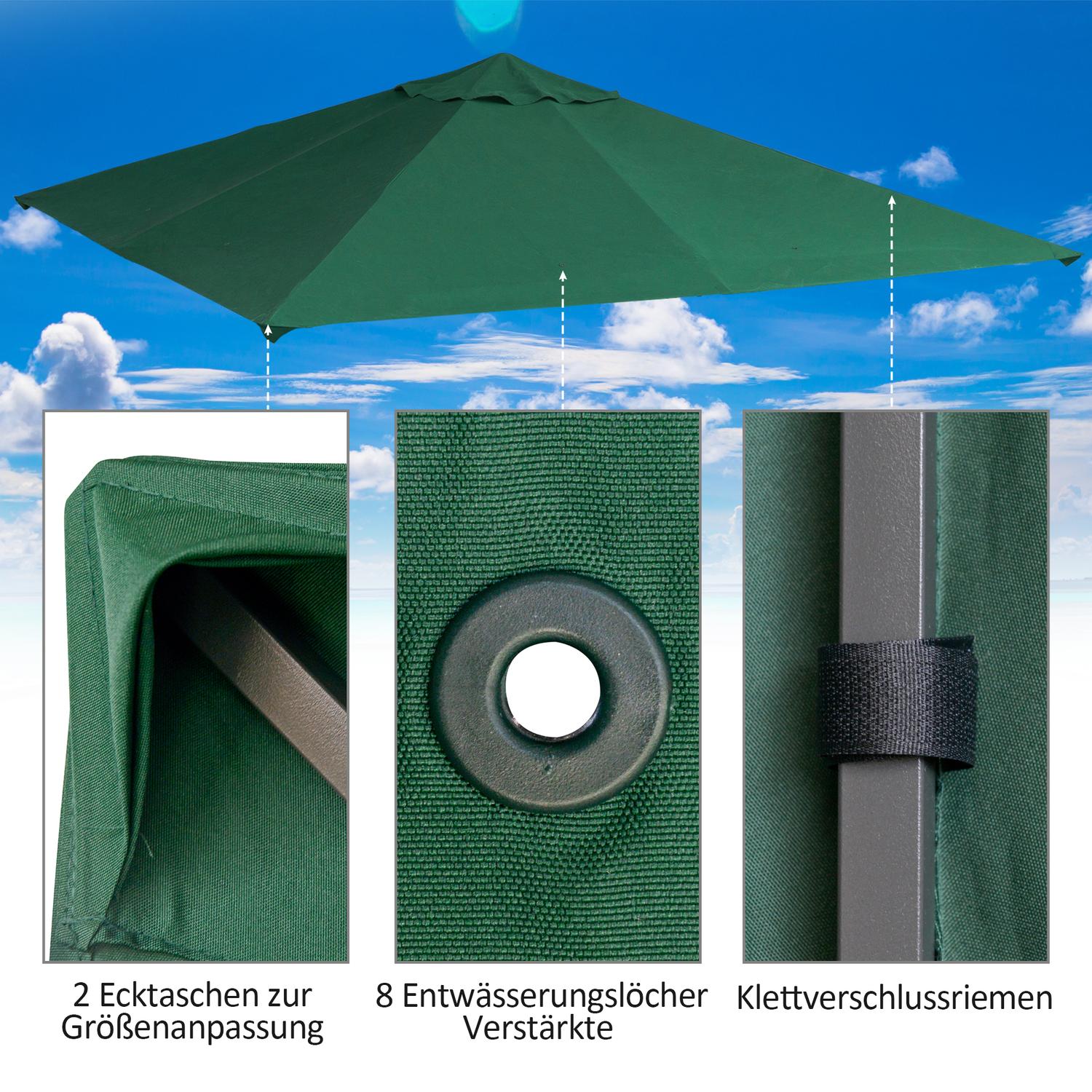 Grön polyestergazebo takbyte, 2,98 x 2,95 M
