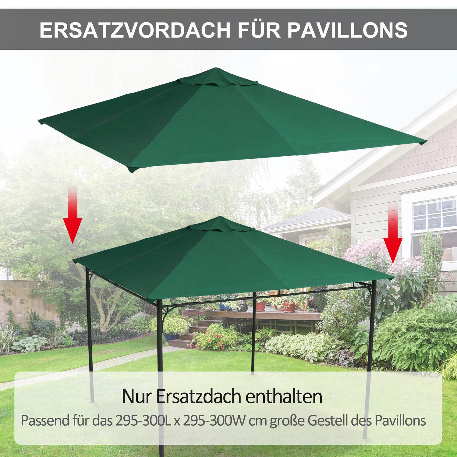 Grön polyestergazebo takbyte, 2,98 x 2,95 M