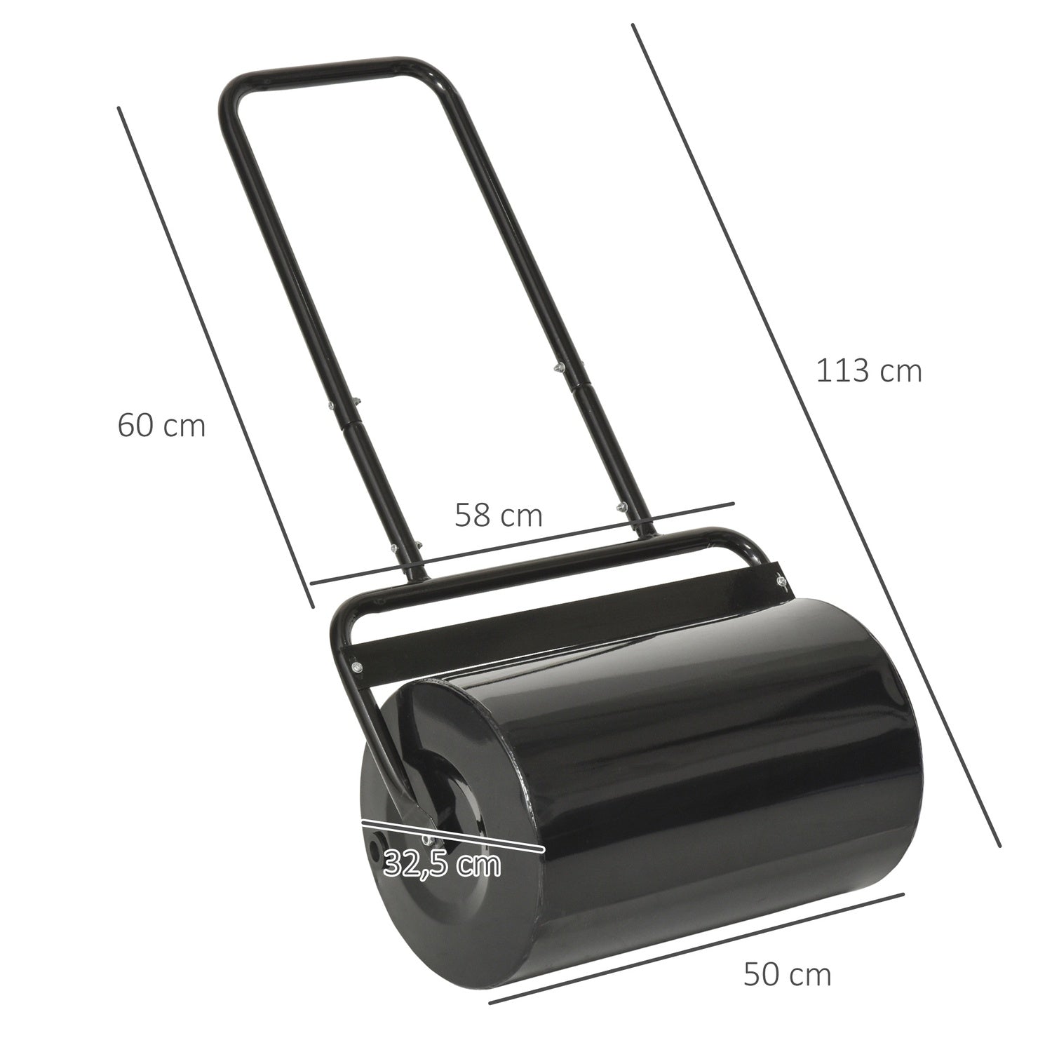 Gräsrulle med U-handtag, metall, 38L kapacitet