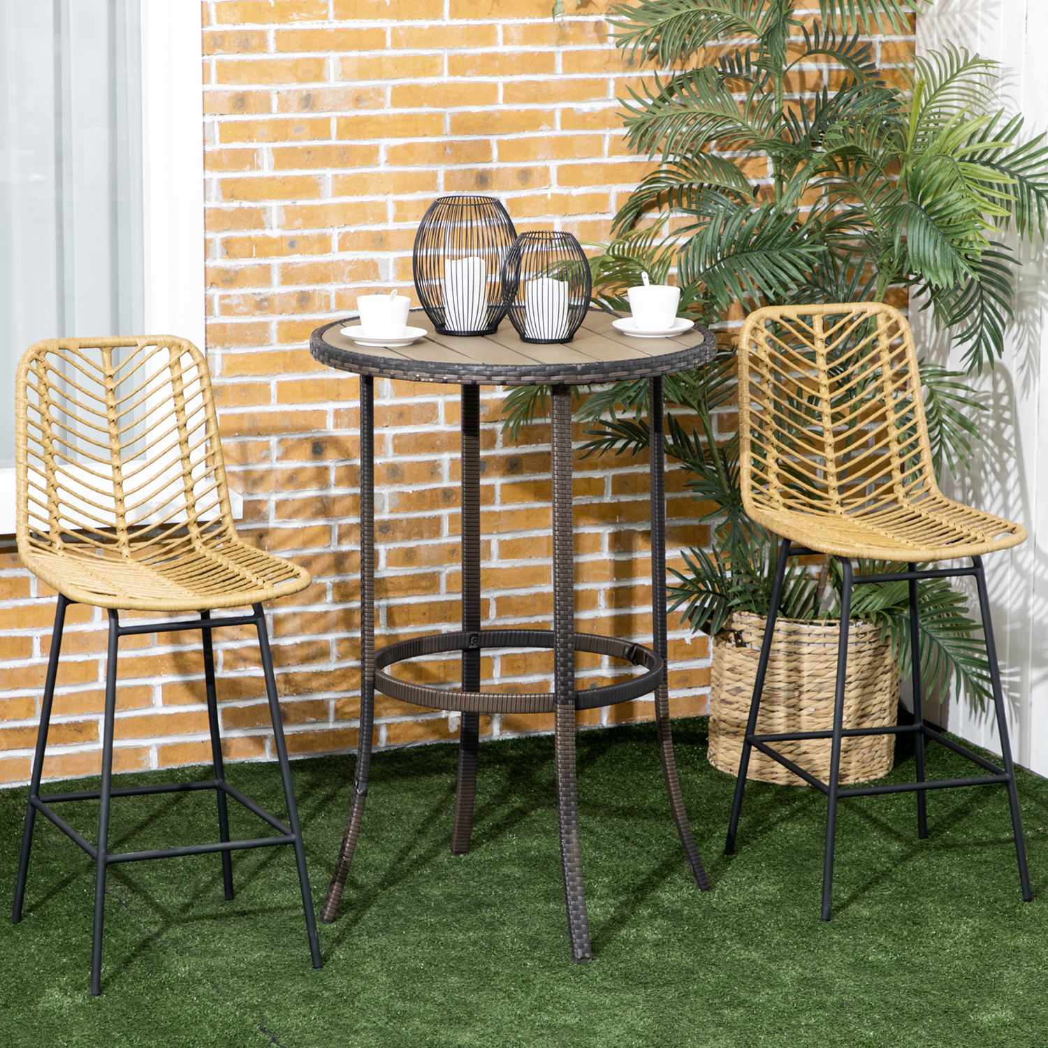 Gula stålbarstolar Set om 2 med ryggstöd, Boho Design