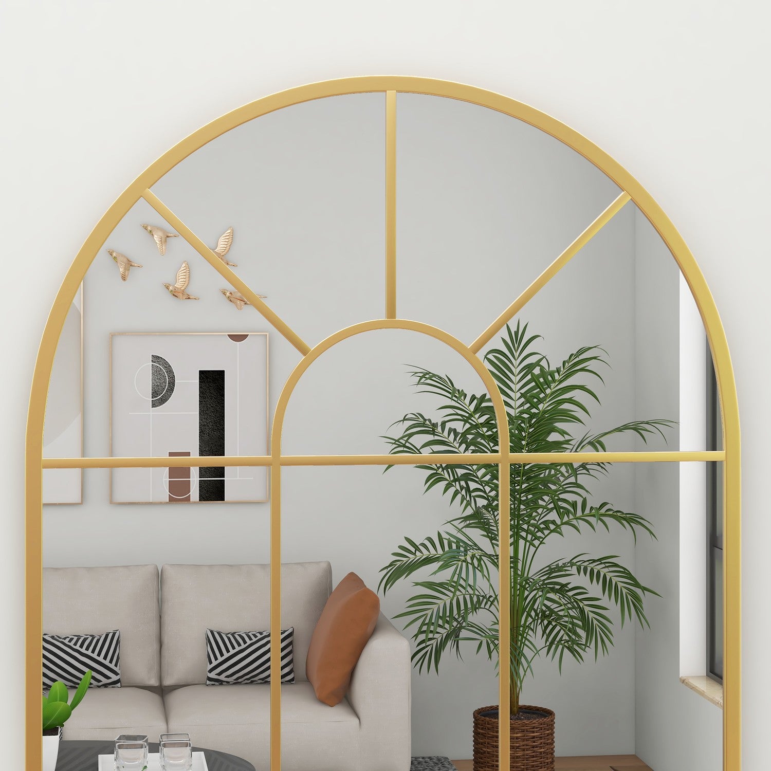 Guld dekorativ väggspegel – 91 x 60 cm, metallram