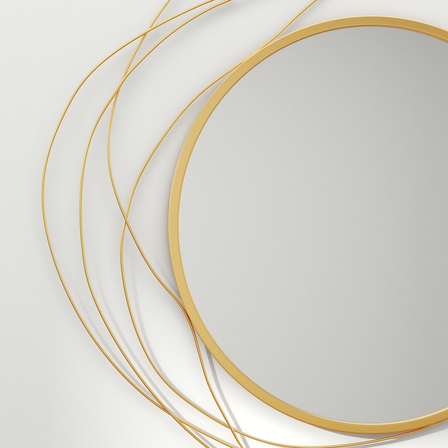 Guld rund väggspegel, 65 cm – Metallram, dekorativ