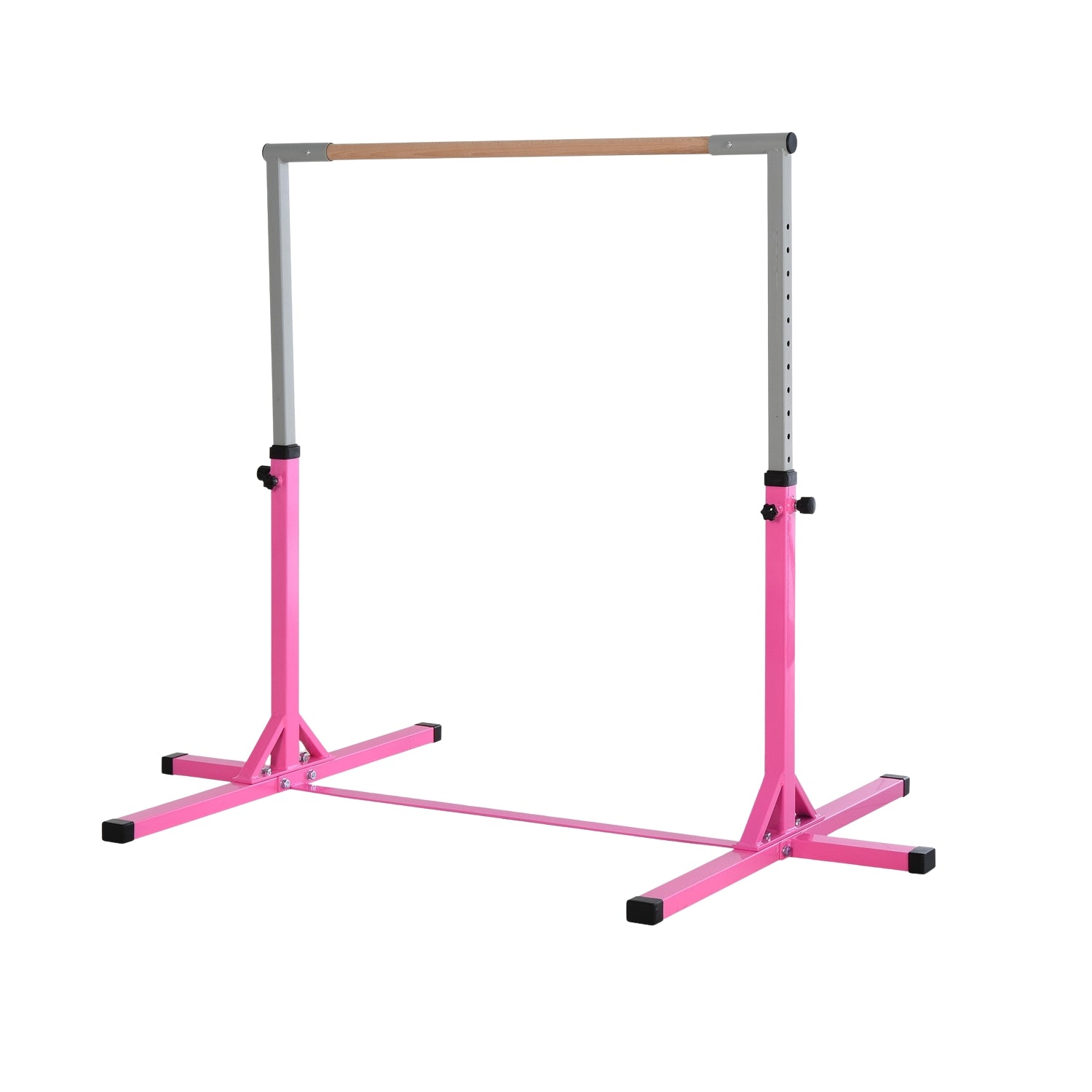 Gymnastik högstång, höjdjusterbar, rosa stålstänger