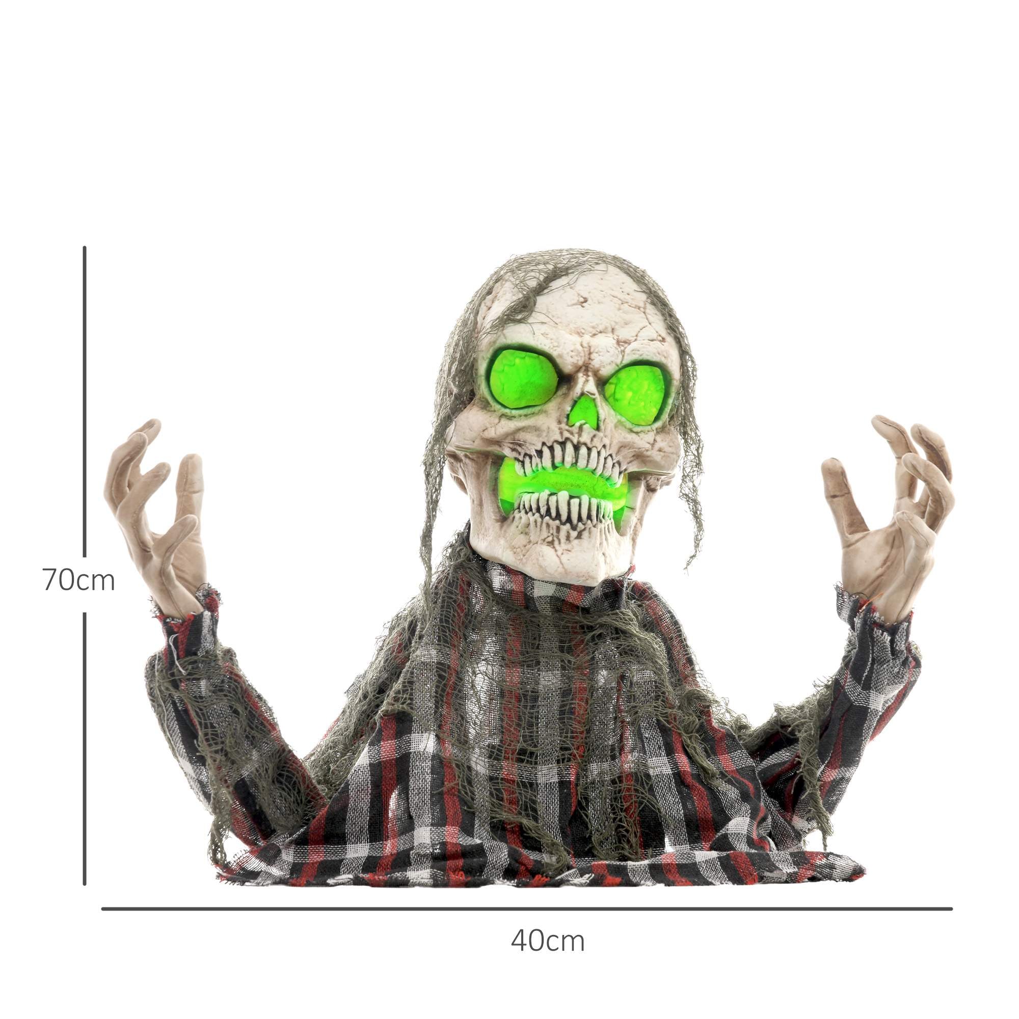 Halloween-banbrytarskelett, böjbara armar, glödande ögon