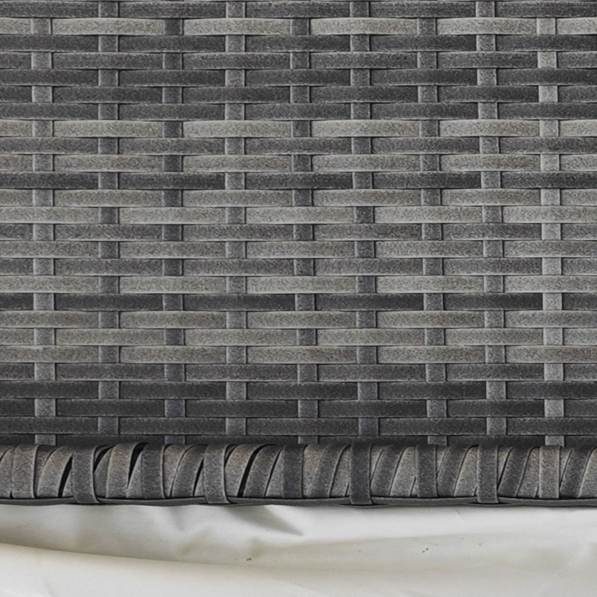 Halvrundt grått polyrattan trädgårdsbalkongbord, 100x50x74 cm