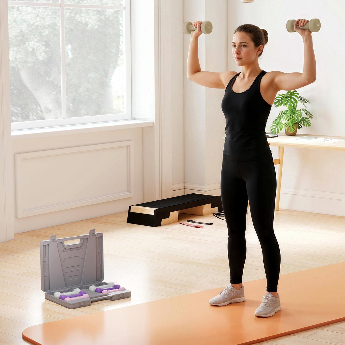 Hantelset med fodral – 4 par: 0,5 kg till 2 kg