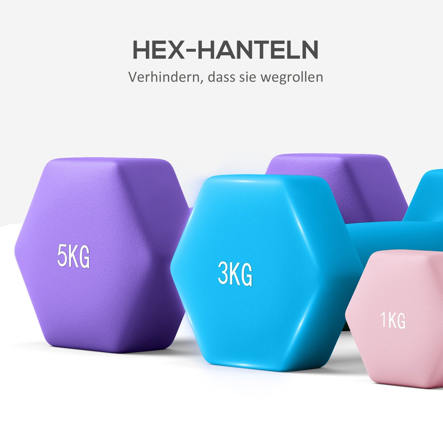 Hantelset med ställ – 6 vikter: 2x1kg, 2x3kg, 2x5kg