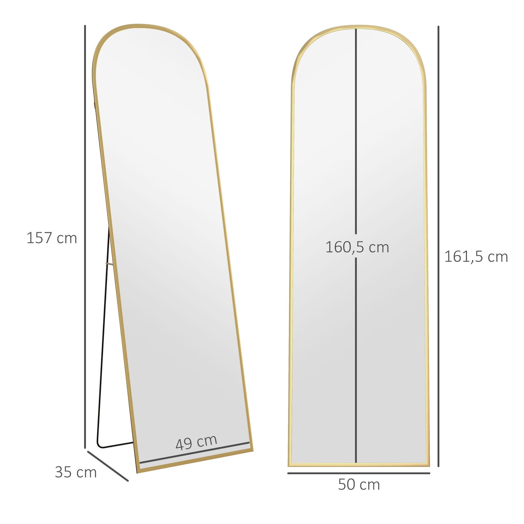 Helkroppsspegel, guld, 50 x 161,5 cm, aluminiumram
