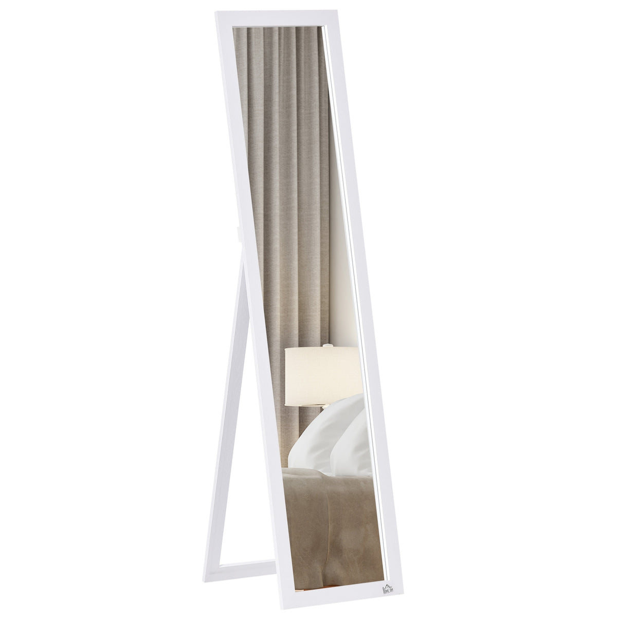 Miroir pleine longueur 154x37cm avec support – cadre blanc