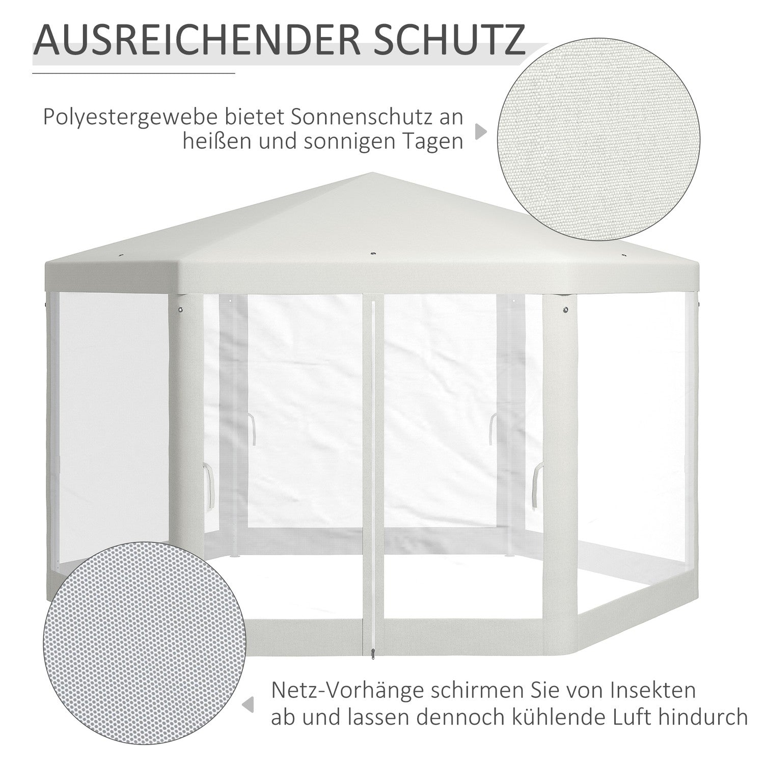 Hexagonal Cream Partytält, Myggnät, Polyester