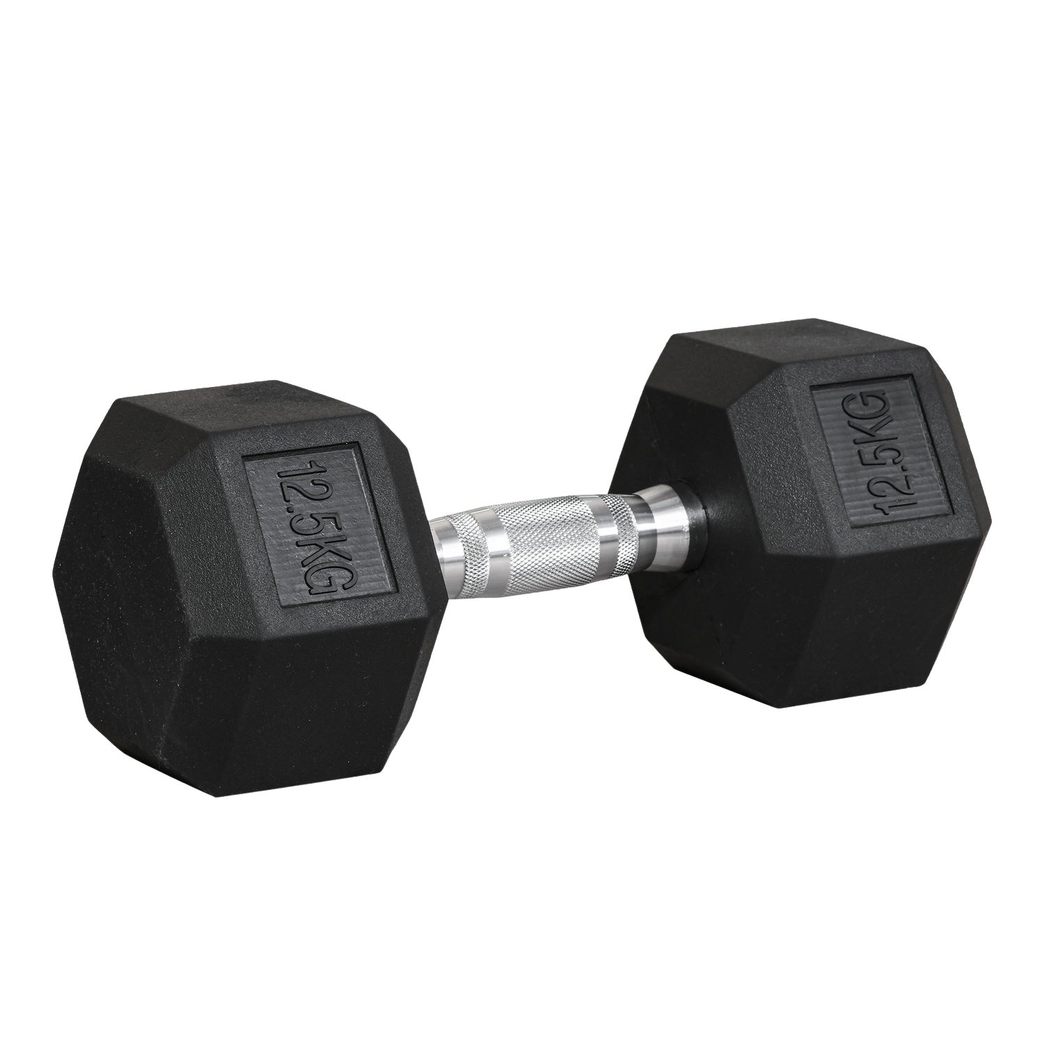 Hexagon hantel med räfflat handtag – 12,5 kg gjutjärn