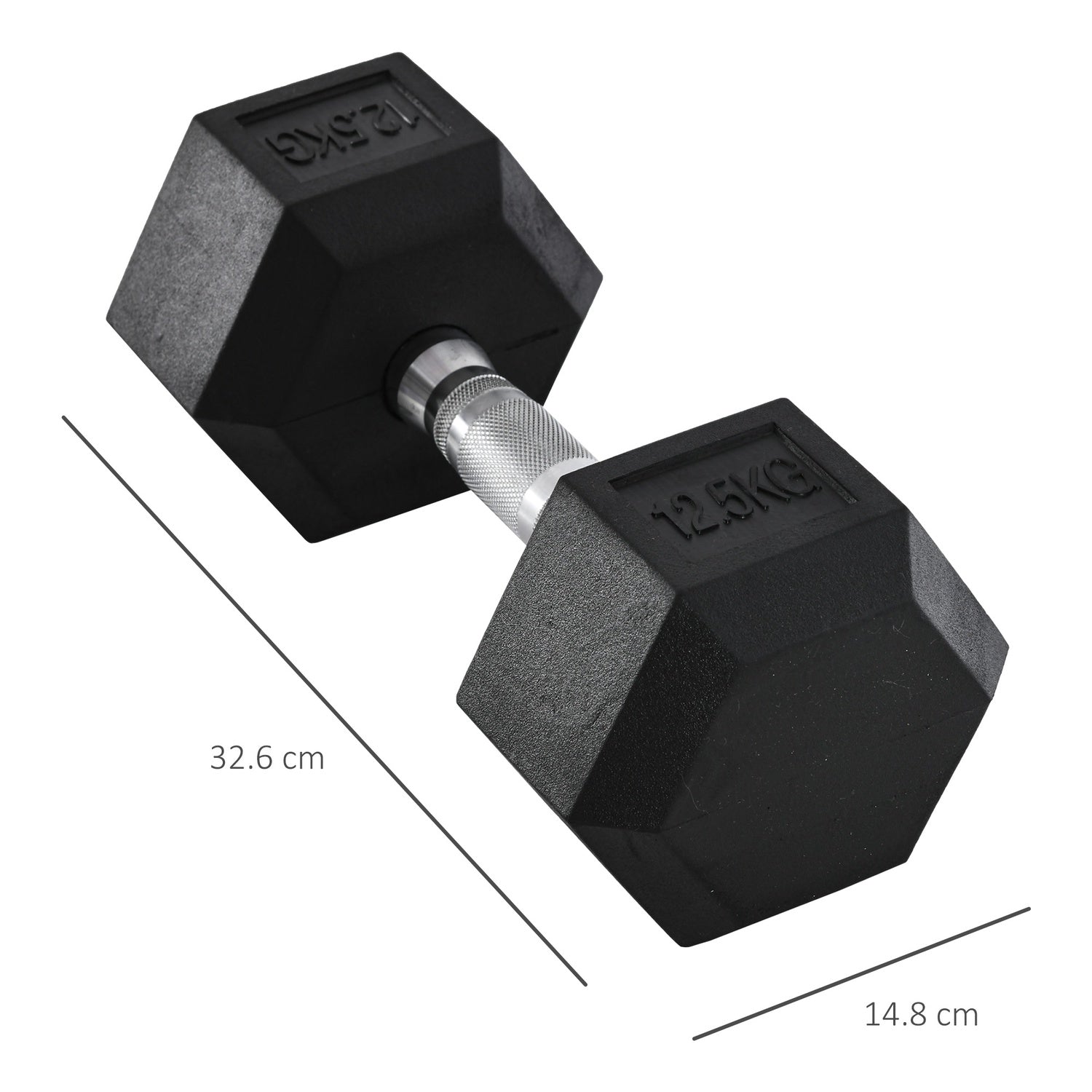 Hexagon hantel med räfflat handtag – 12,5 kg gjutjärn
