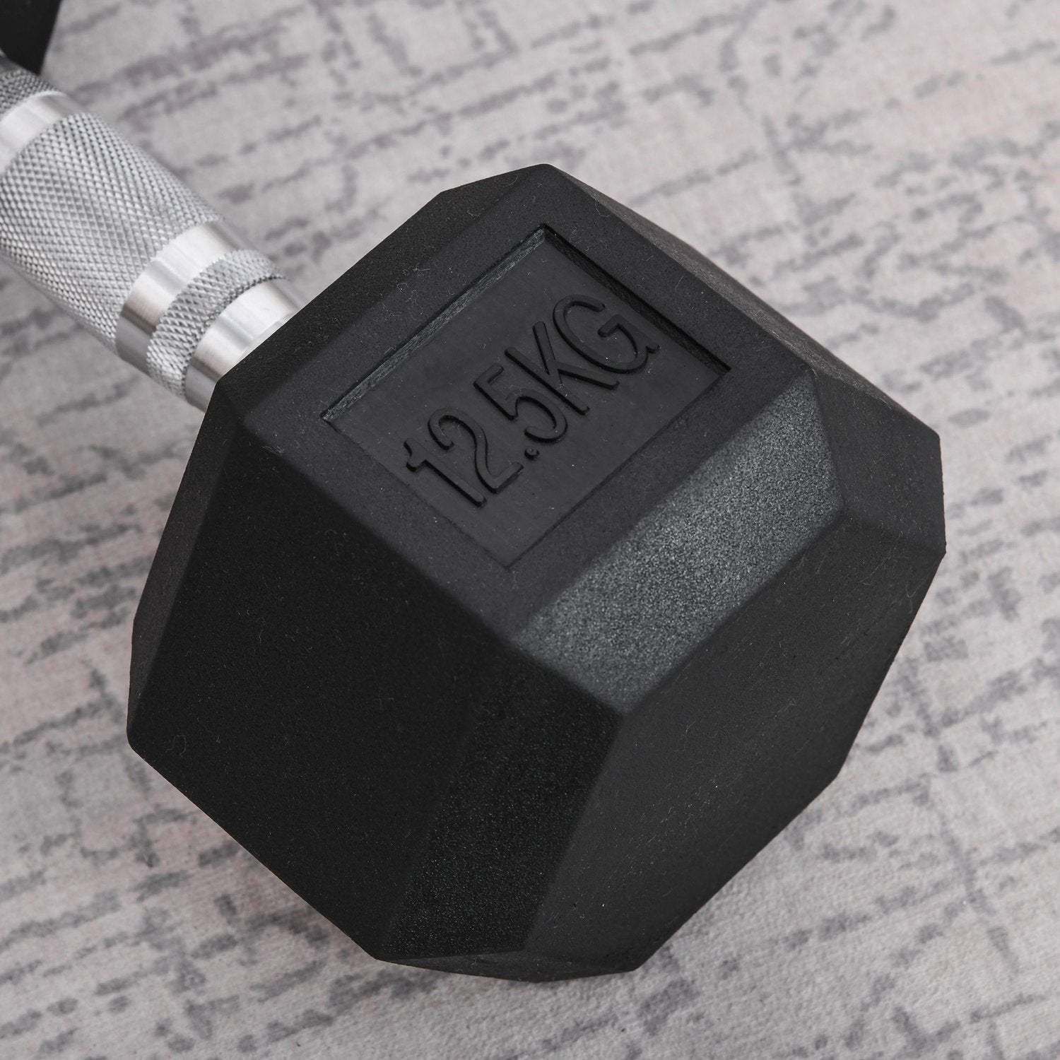 Hexagon hantel med räfflat handtag – 12,5 kg gjutjärn