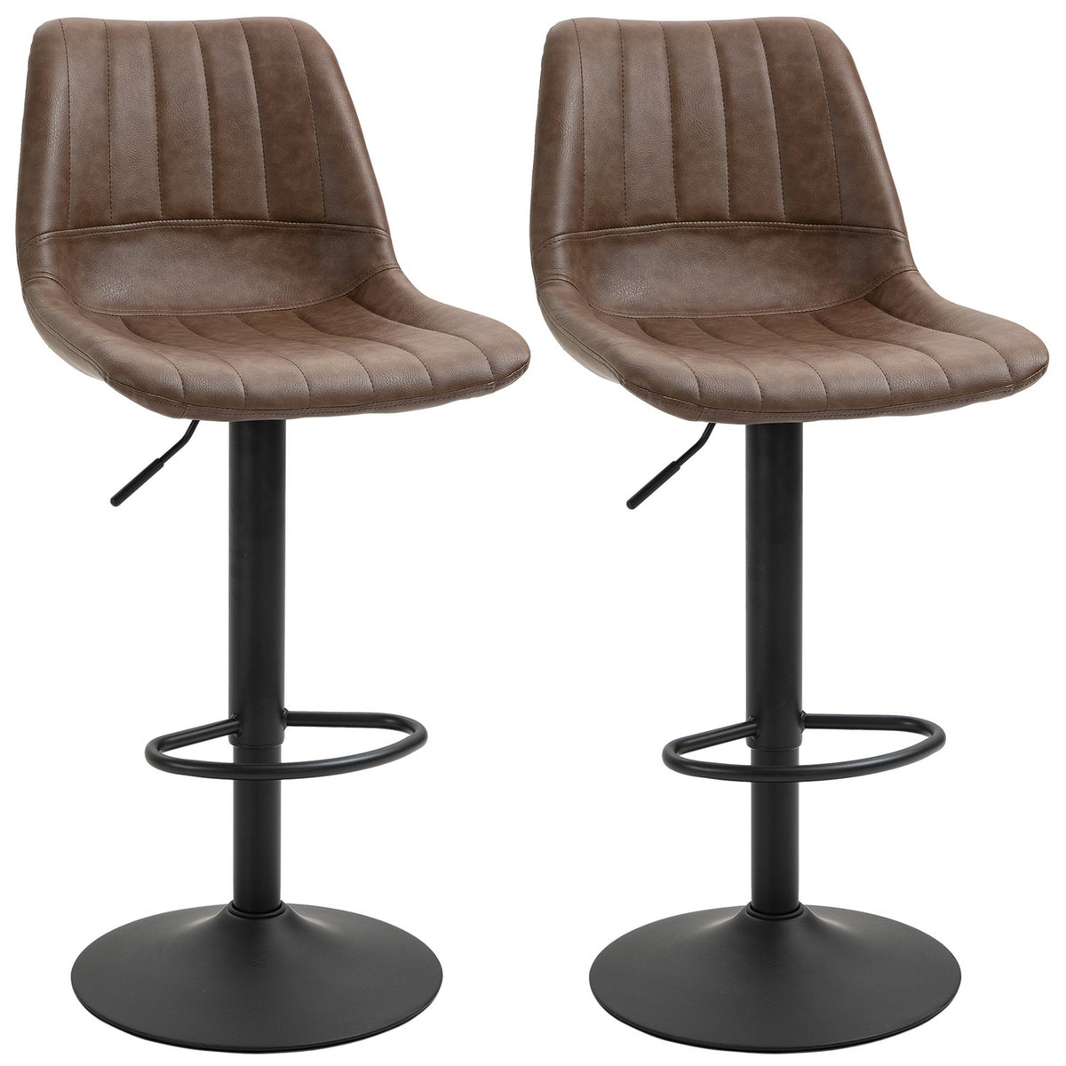 Höhenverstellbare Barhocker aus Kunstleder, 2er-Set