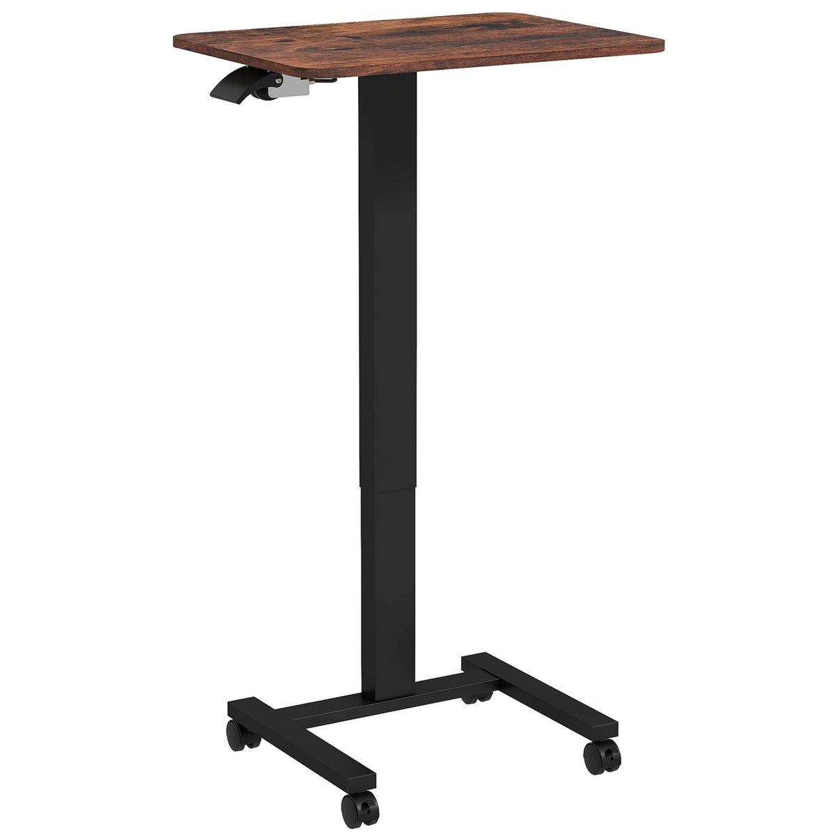 Höhenverstellbarer Laptoptisch, rustikal braun, Räder und Bremse