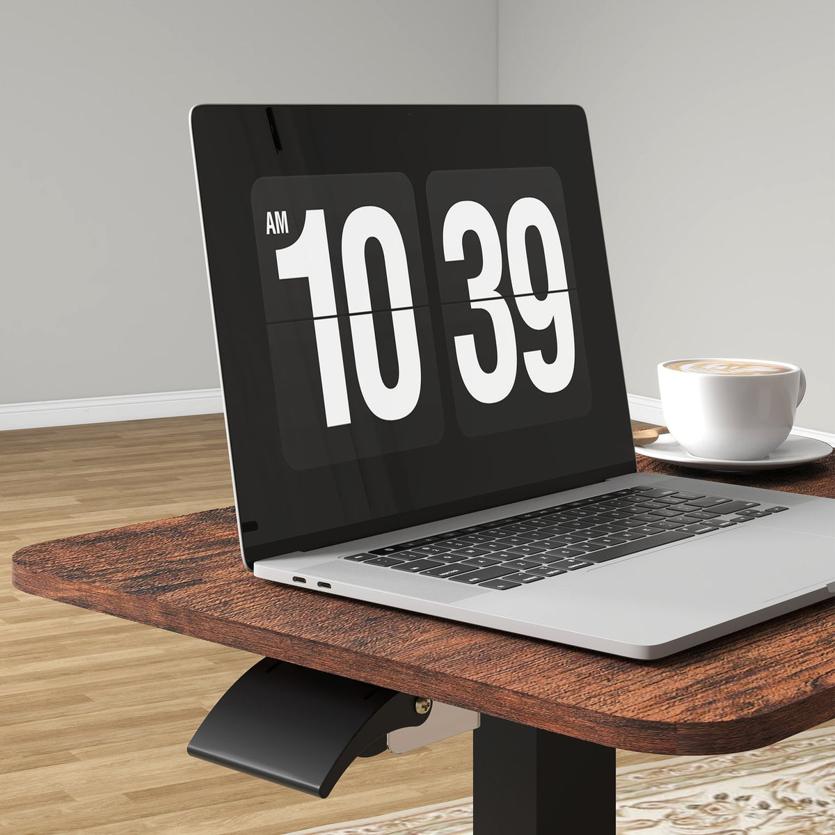 Höhenverstellbarer Laptoptisch, rustikal braun, Räder und Bremse
